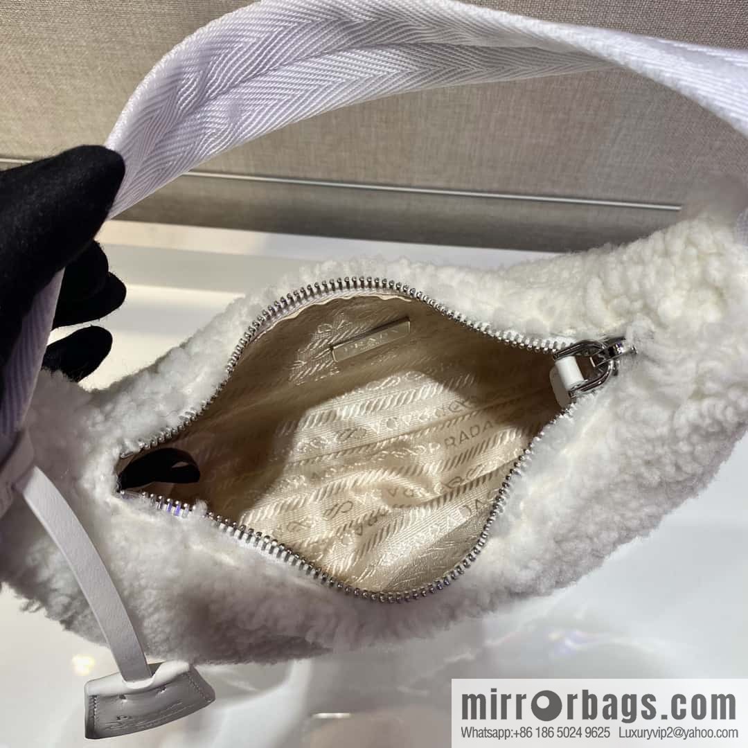 PRADA Plush Hobo Underarm Bag NE515 White