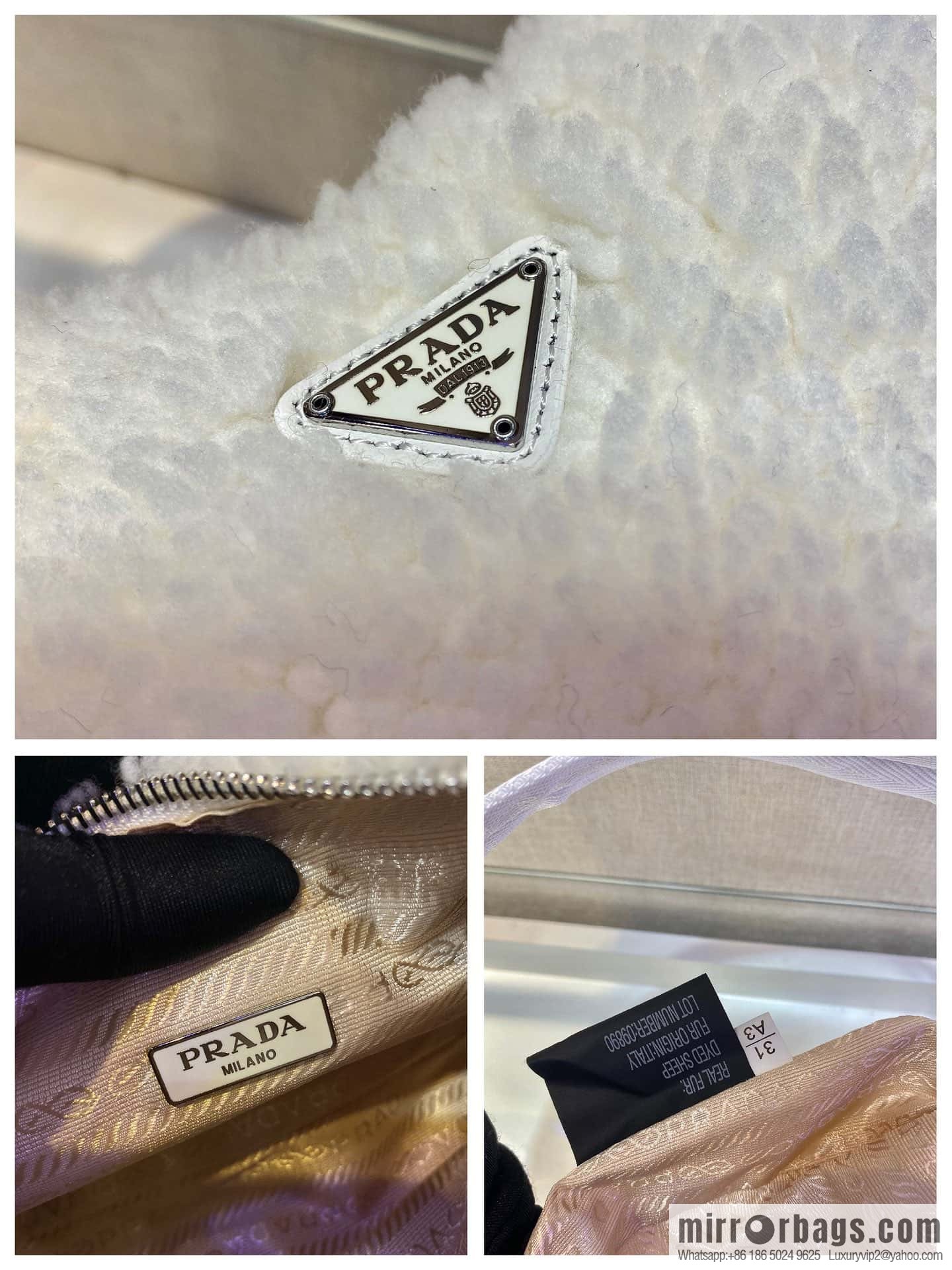 PRADA Plush Hobo Underarm Bag NE515 White