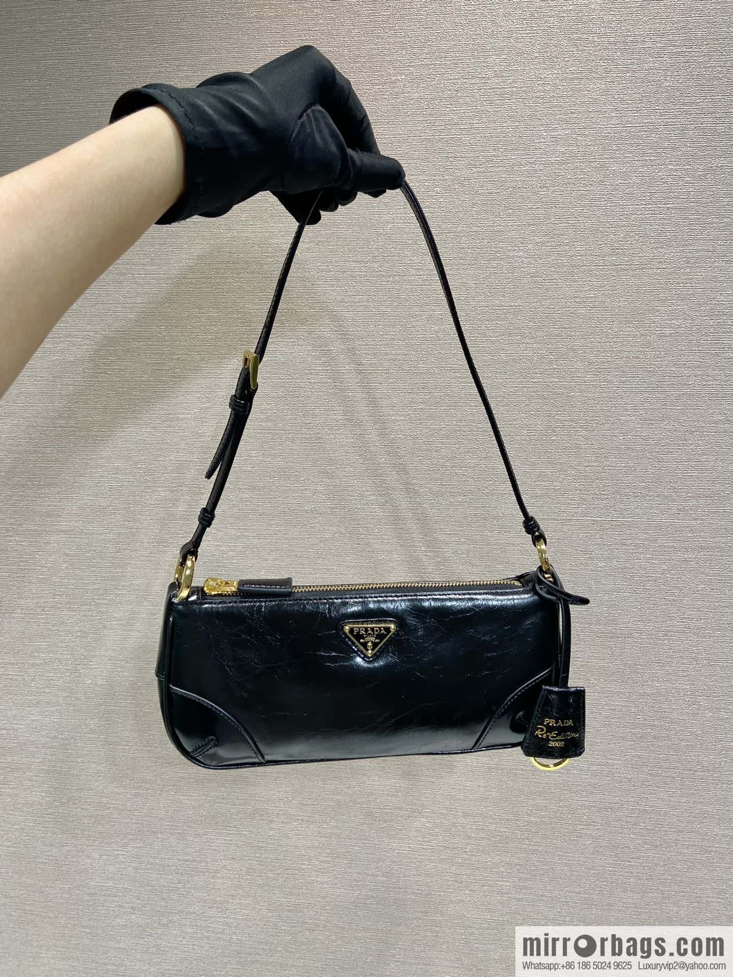 PRADA Oil Waxed Leather Underarm Bag 1BC201