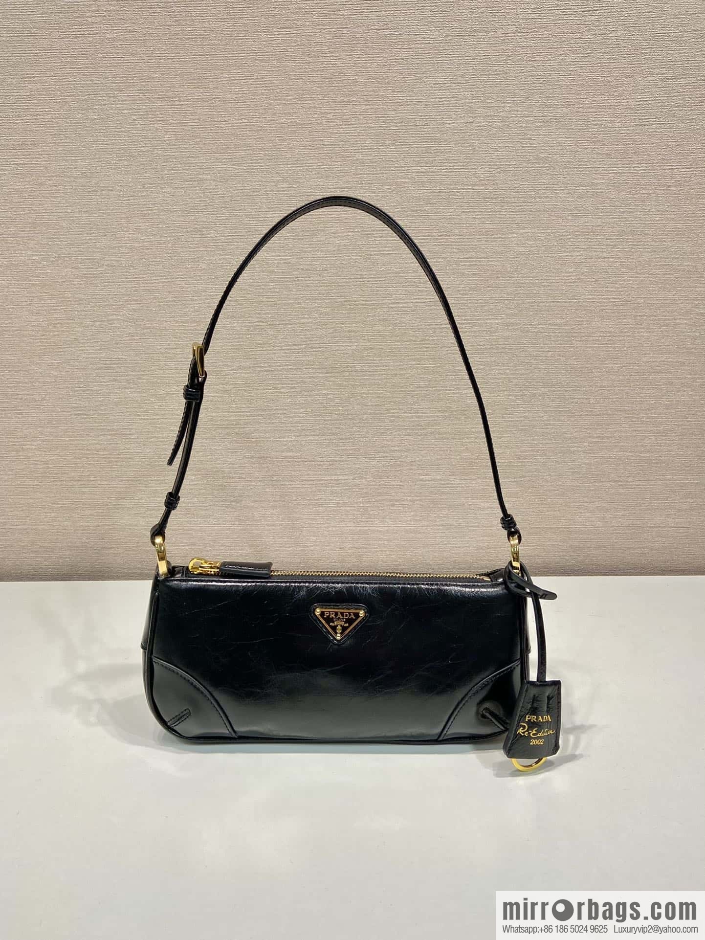PRADA Oil Waxed Leather Underarm Bag 1BC201