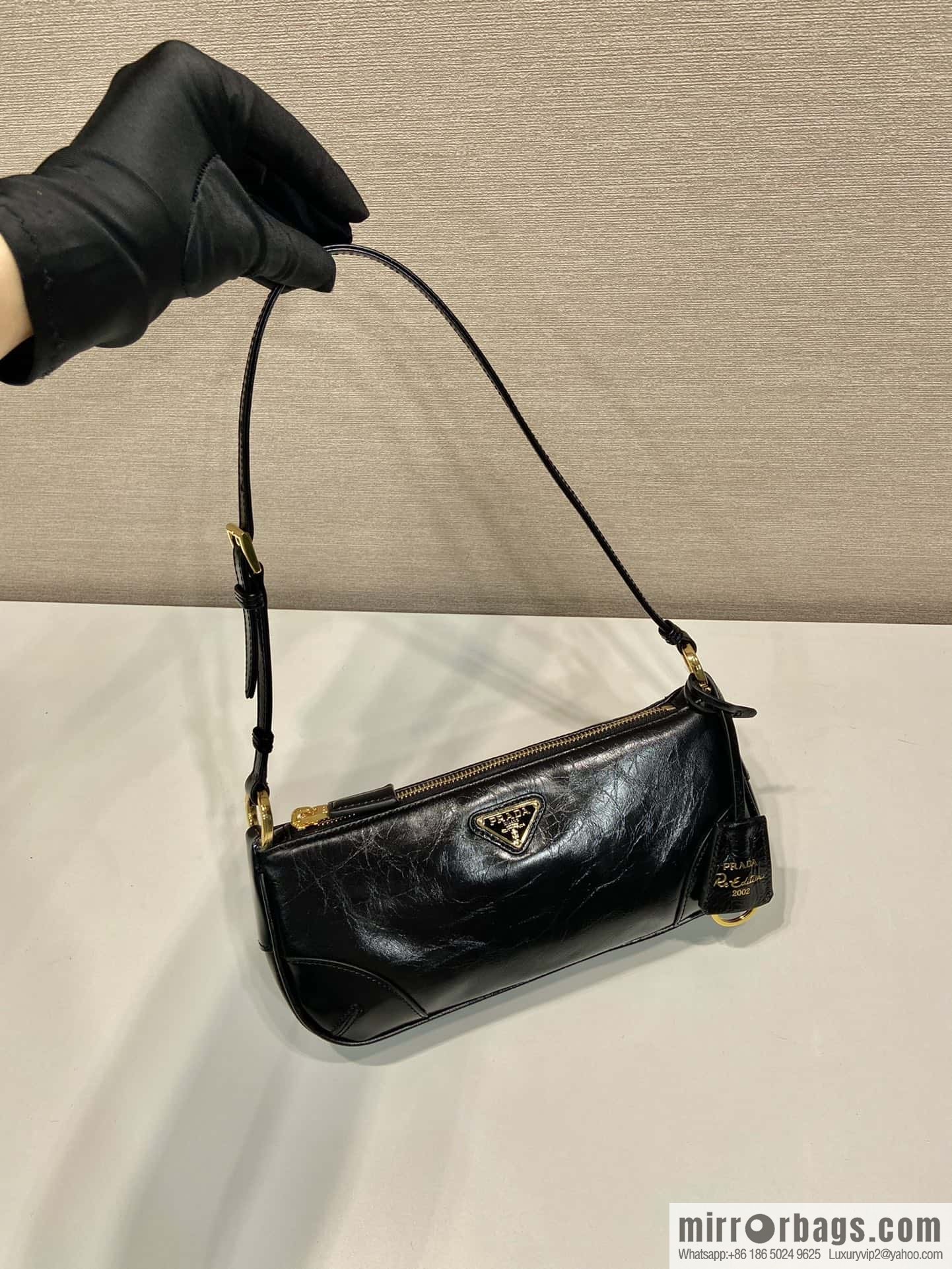 PRADA Oil Waxed Leather Underarm Bag 1BC201