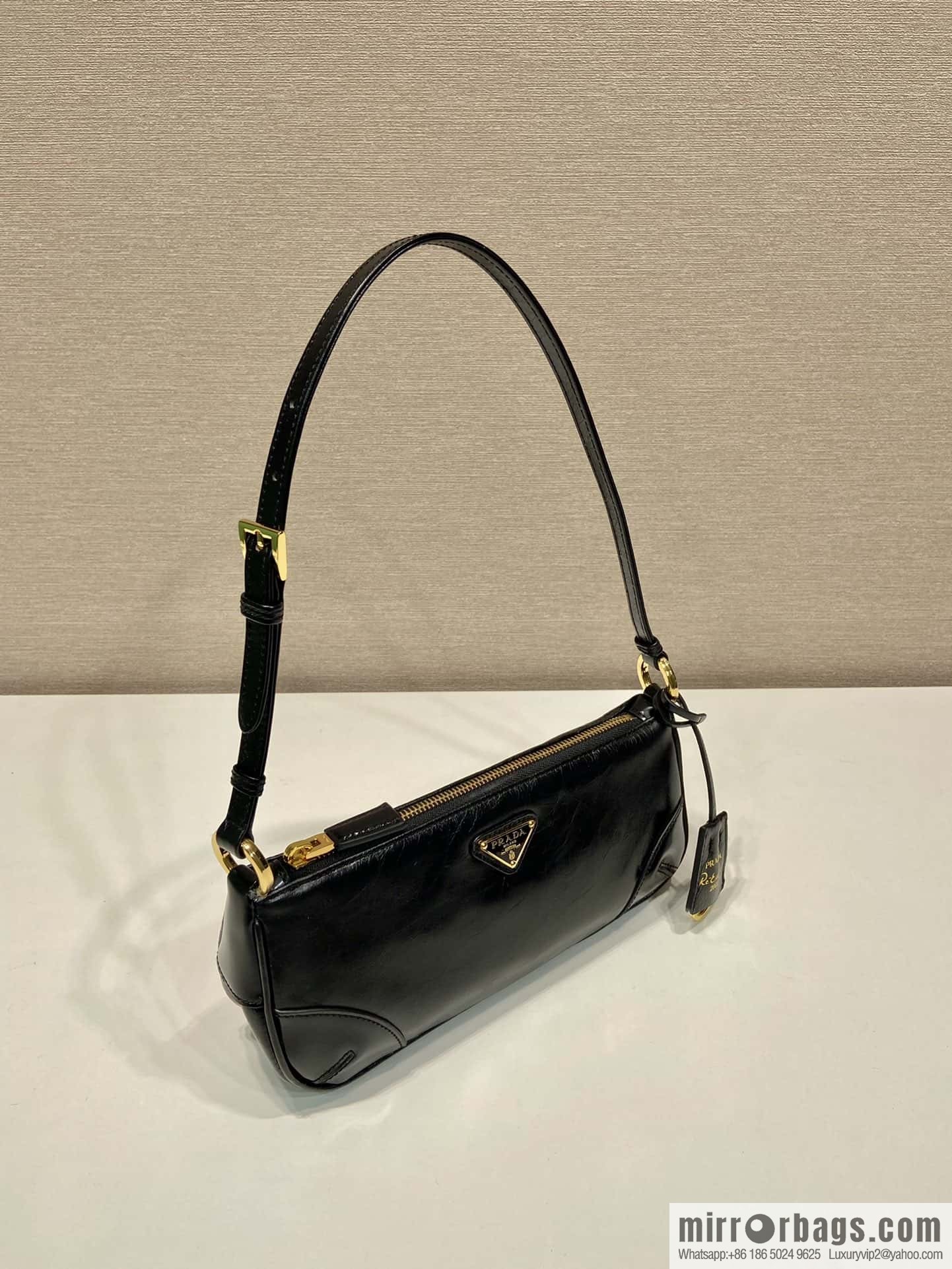 PRADA Oil Waxed Leather Underarm Bag 1BC201