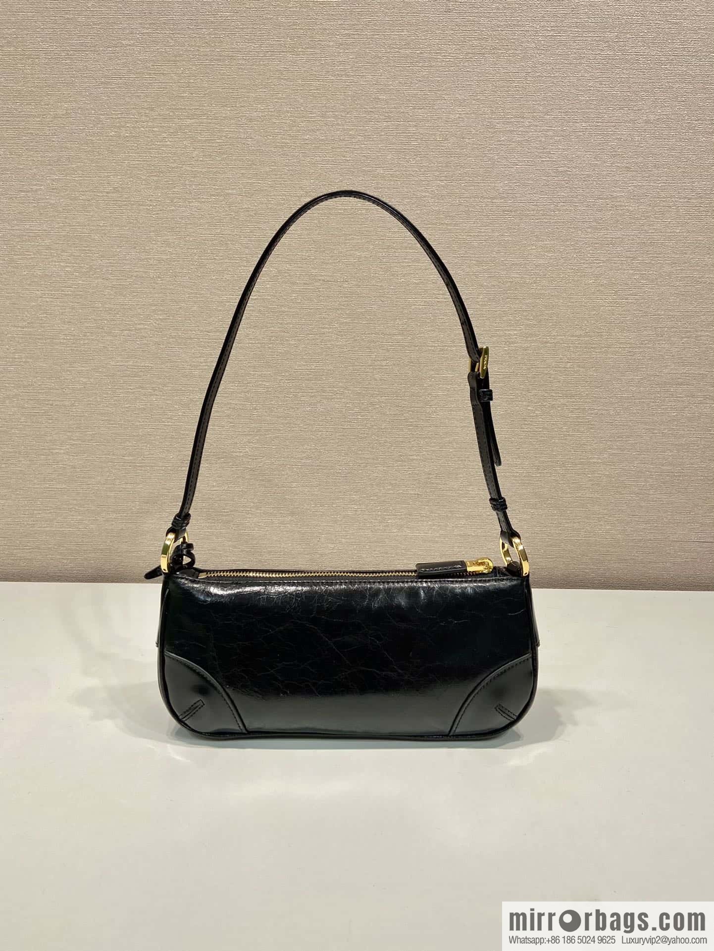 PRADA Oil Waxed Leather Underarm Bag 1BC201