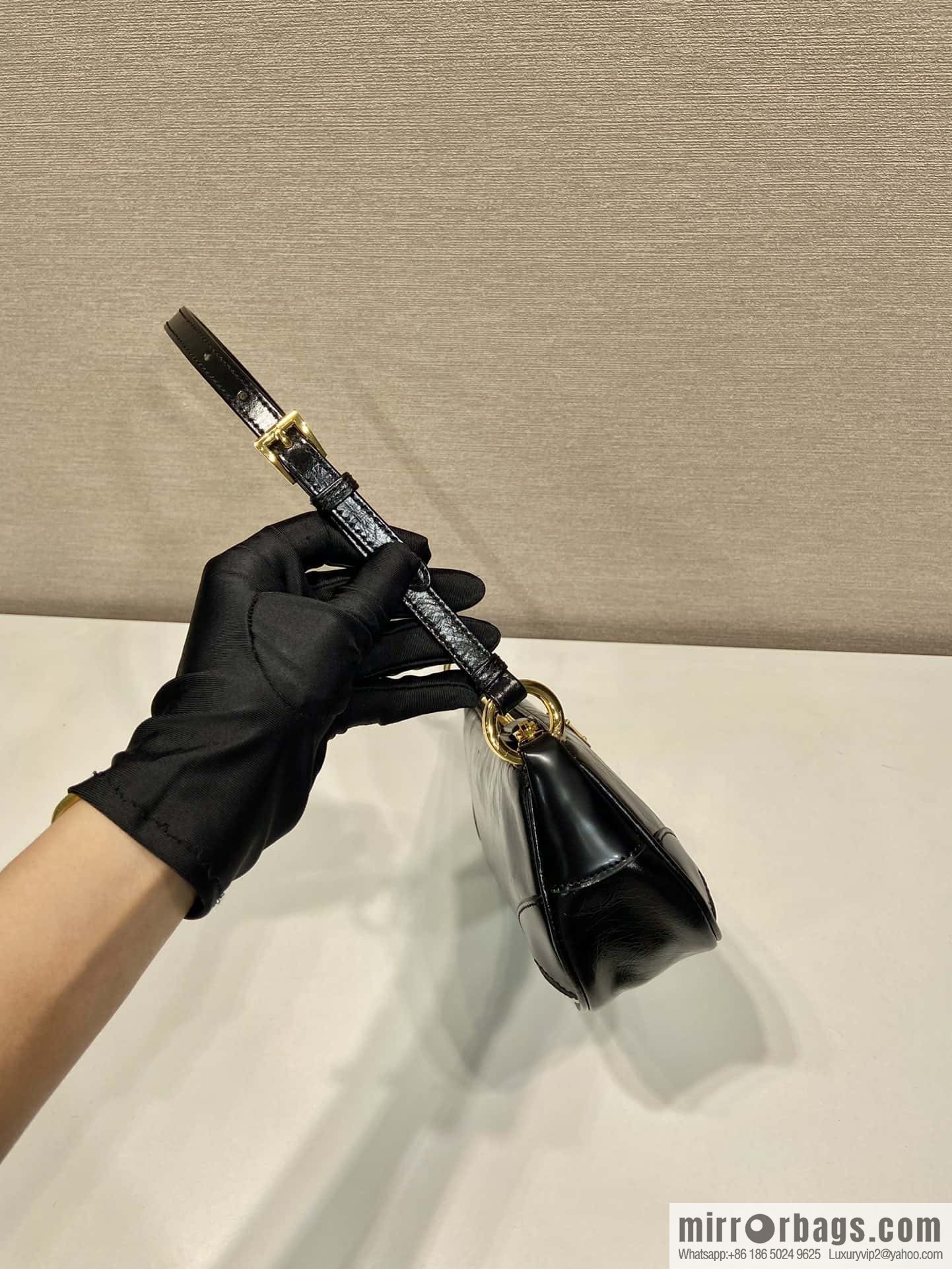PRADA Oil Waxed Leather Underarm Bag 1BC201