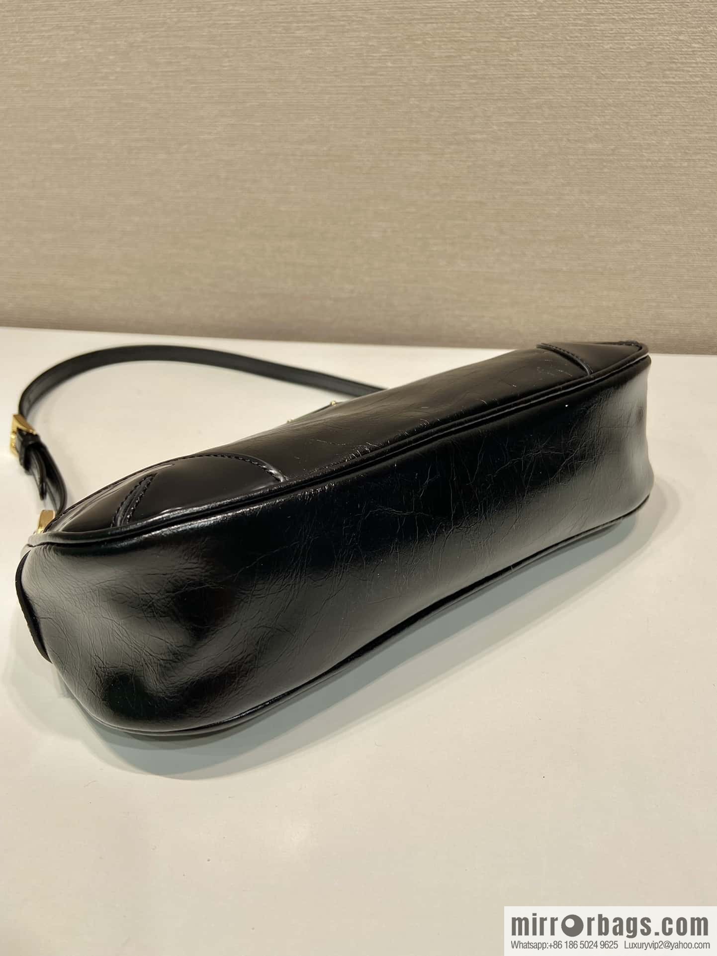 PRADA Oil Waxed Leather Underarm Bag 1BC201