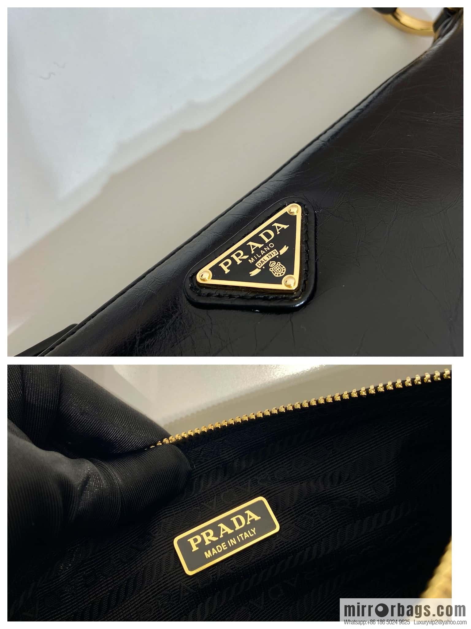 PRADA Oil Waxed Leather Underarm Bag 1BC201