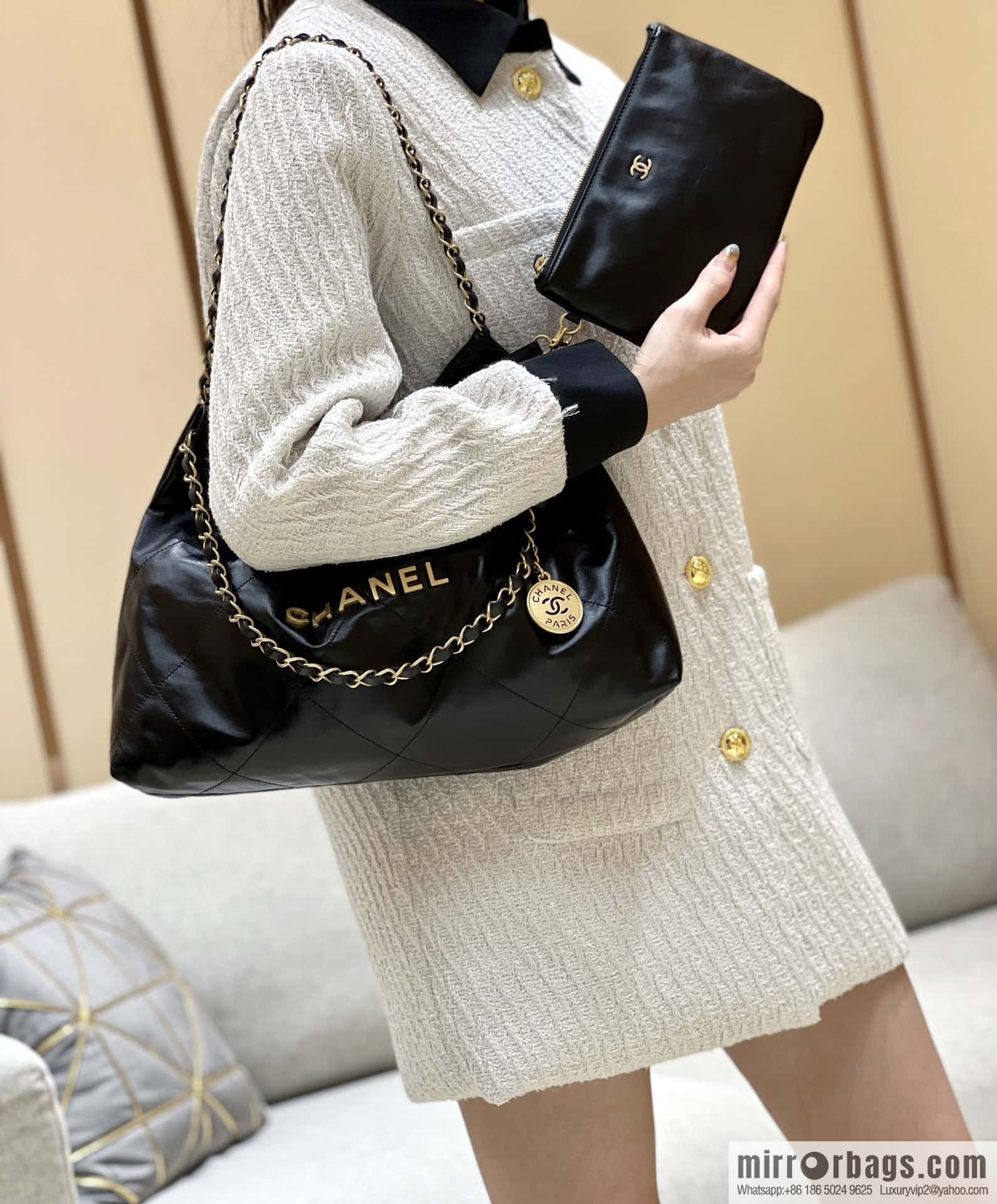 CHANEL 24C Early Spring Vacation Series 22 Horizontal Garbage Bag AS4486