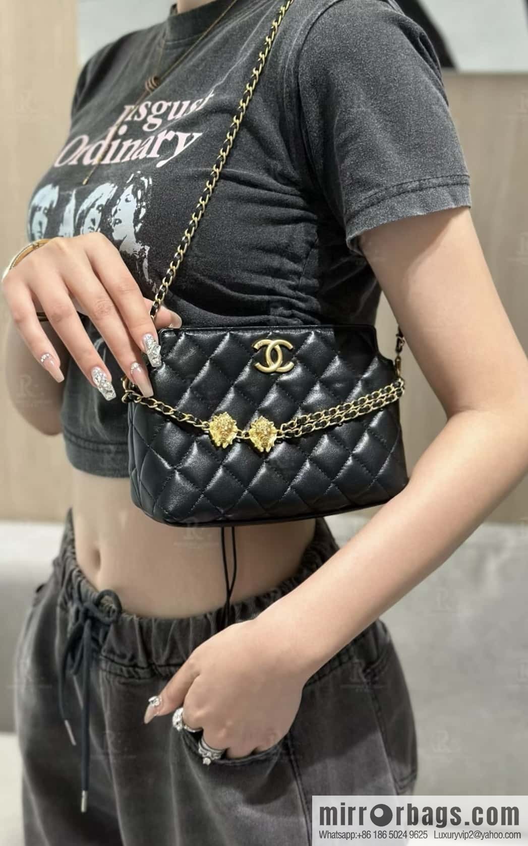 CHANEL 23A Handmade workshop chain strap lion, armpit bag 🦁 AP3429