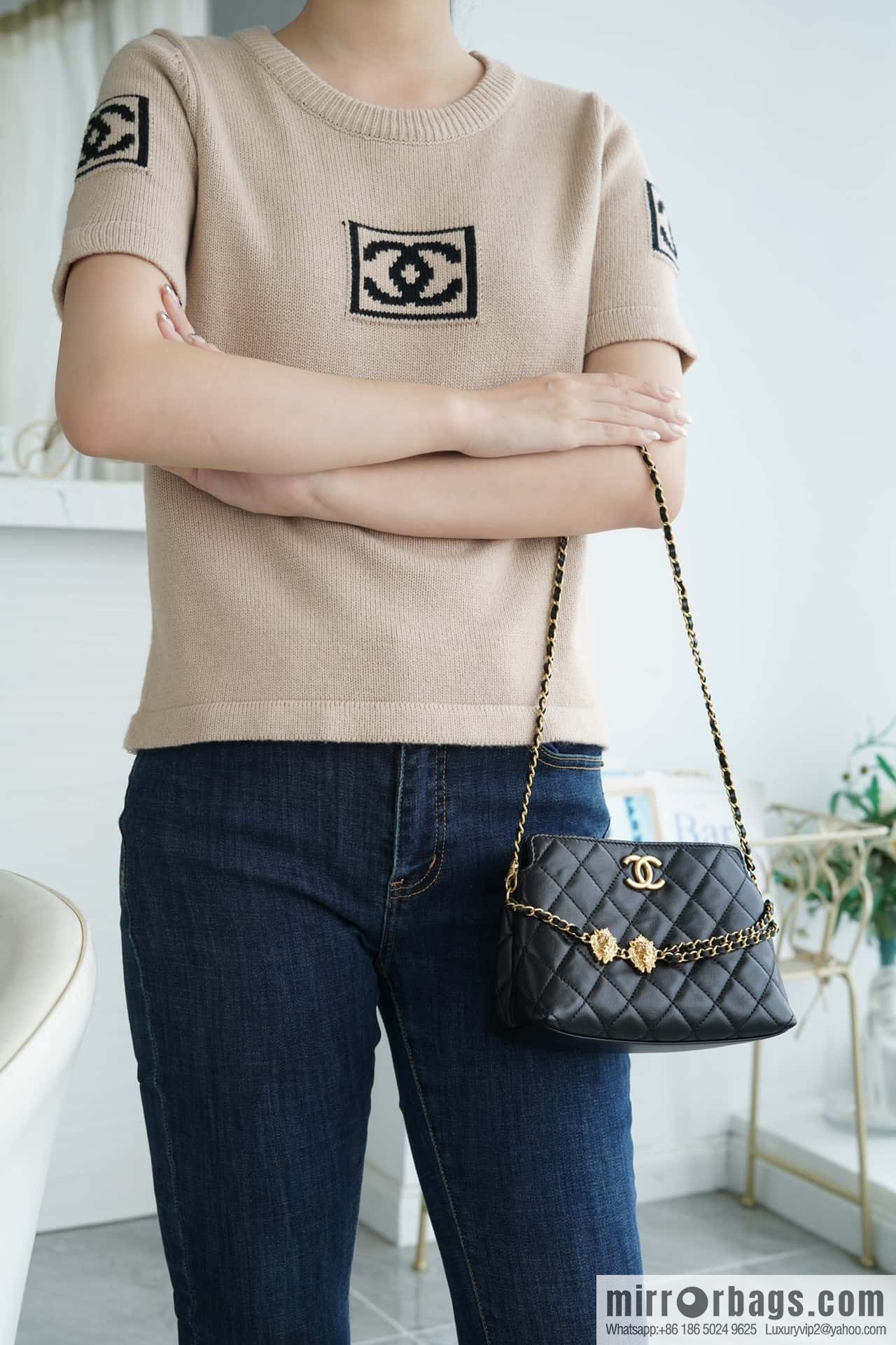 CHANEL 23A Handmade workshop chain strap lion, armpit bag 🦁 AP3429