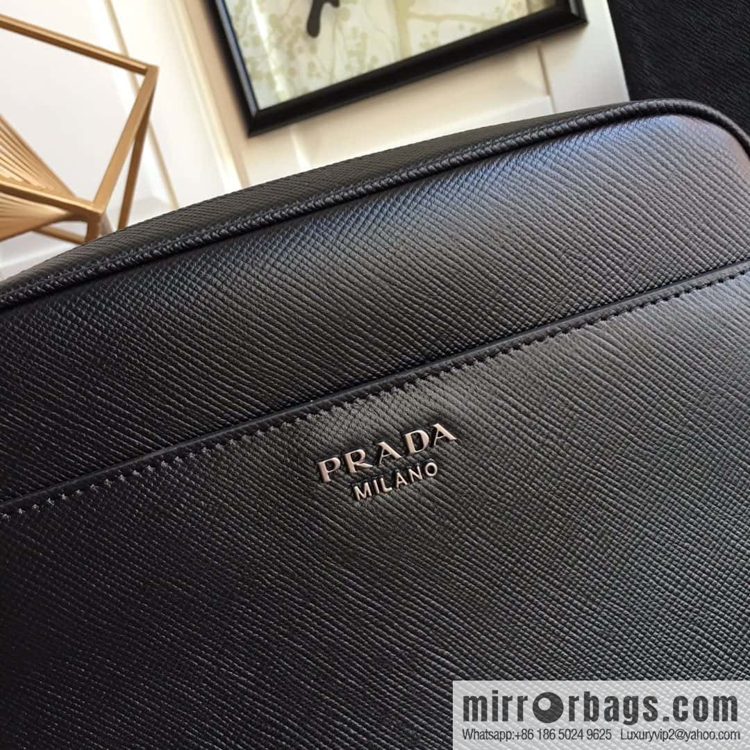 PRADA Prada imported thick leather crossbody bag 2VH014 black
