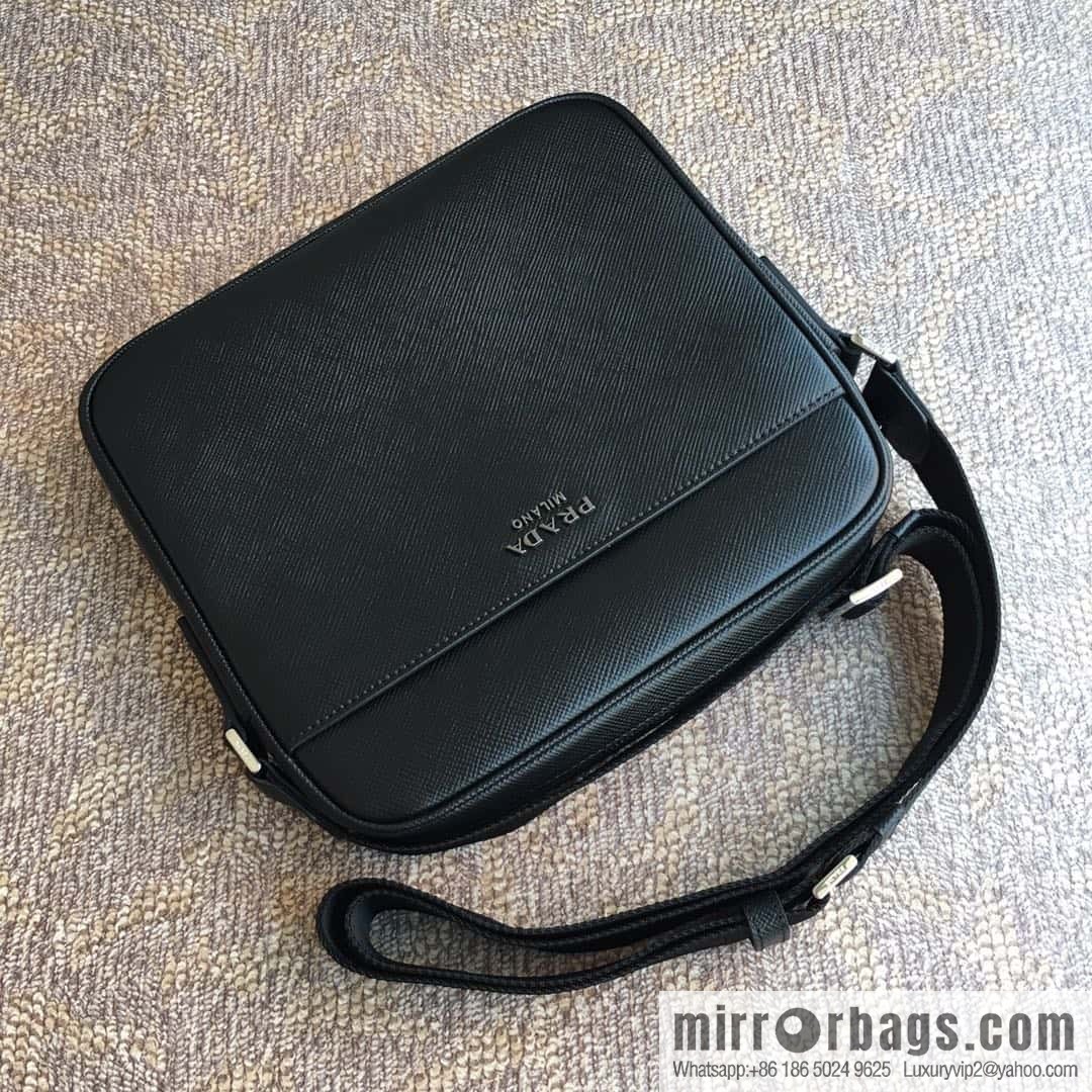 PRADA Prada imported thick leather crossbody bag 2VH014 black