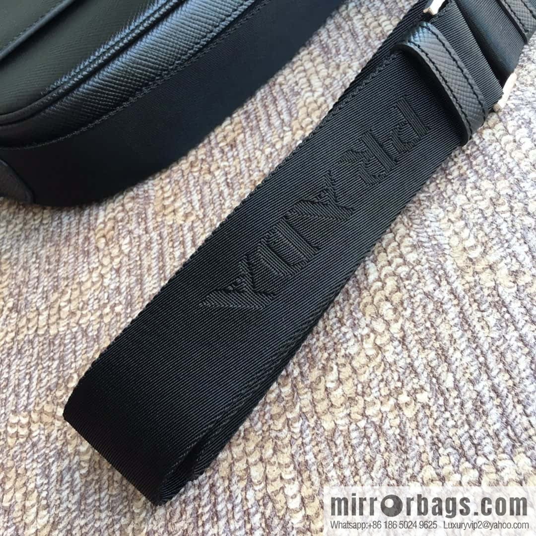 PRADA Prada imported thick leather crossbody bag 2VH014 black