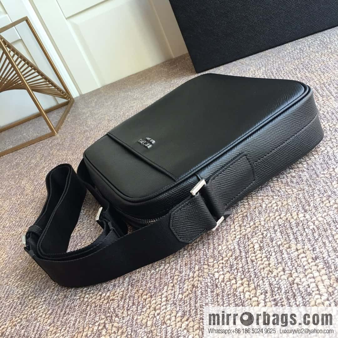 PRADA Prada imported thick leather crossbody bag 2VH014 black