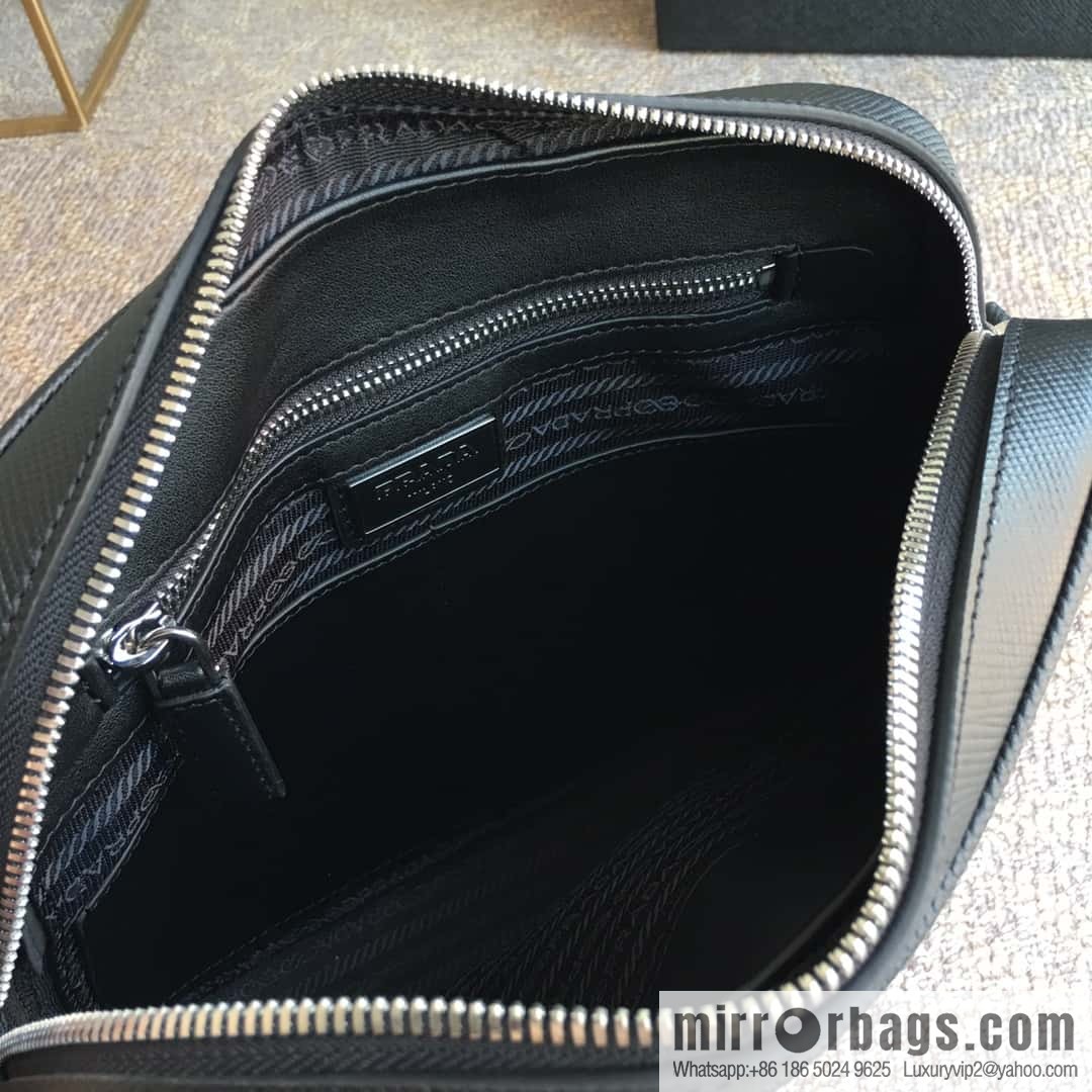 PRADA Prada imported thick leather crossbody bag 2VH014 black