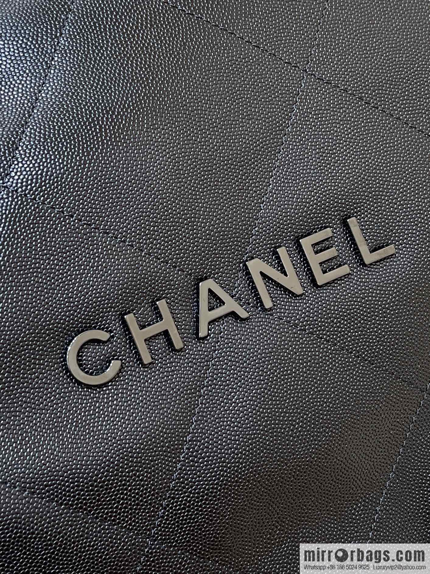 CHANEL black caviar leather with gun color hardware 23k garbage bag AS3261