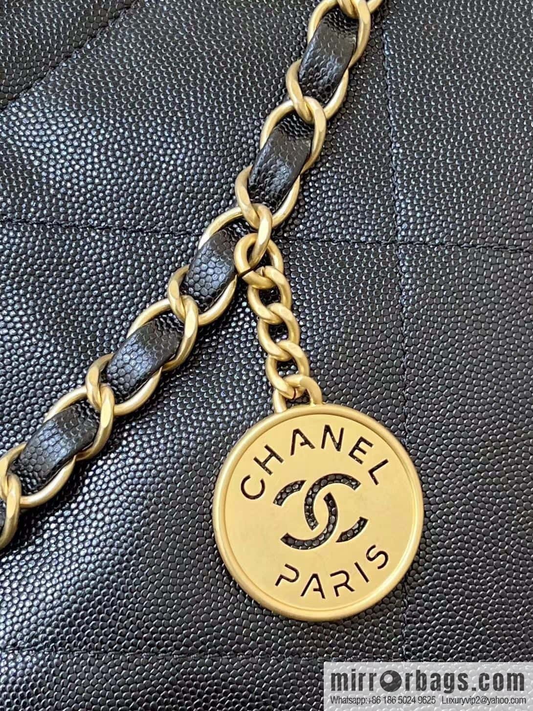 CHANEL black caviar leather with gun color hardware 23k garbage bag AS3261
