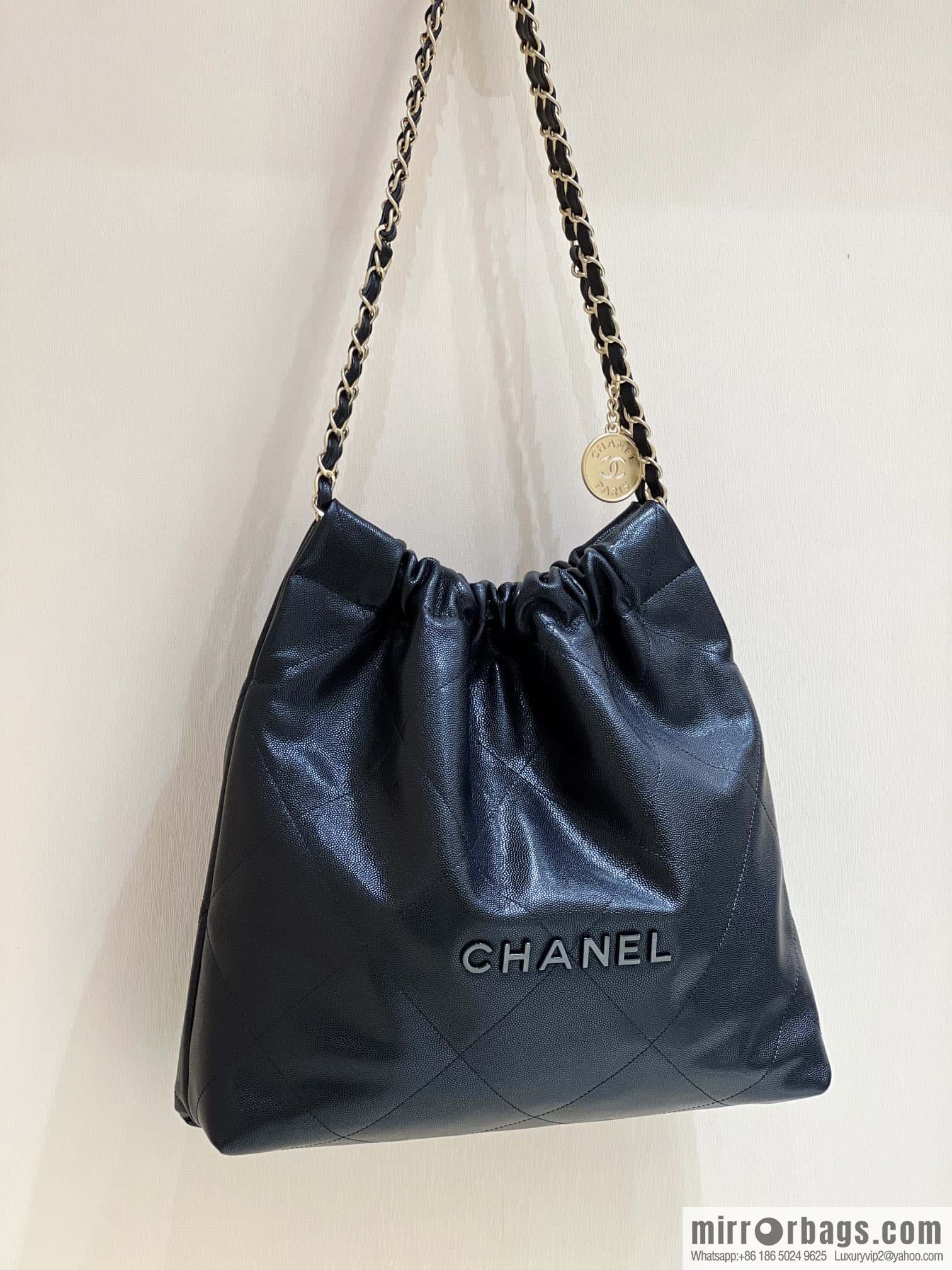 CHANEL black caviar leather with gun color hardware 23k garbage bag AS3261