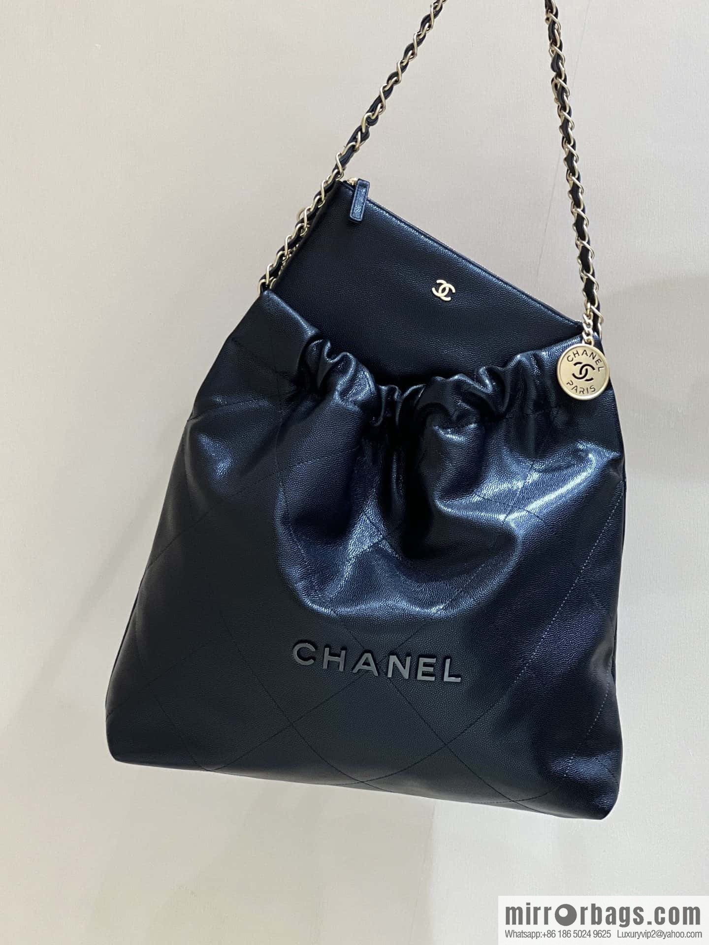 CHANEL black caviar leather with gun color hardware 23k garbage bag AS3261