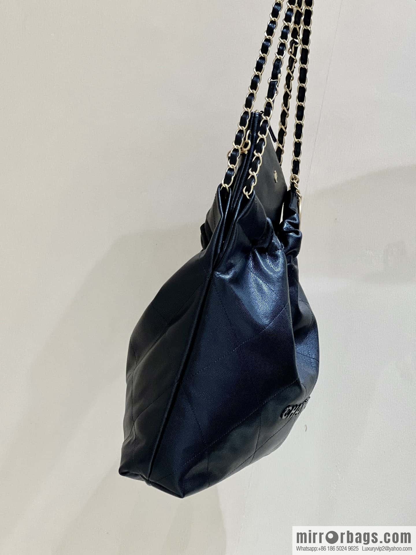 CHANEL black caviar leather with gun color hardware 23k garbage bag AS3261