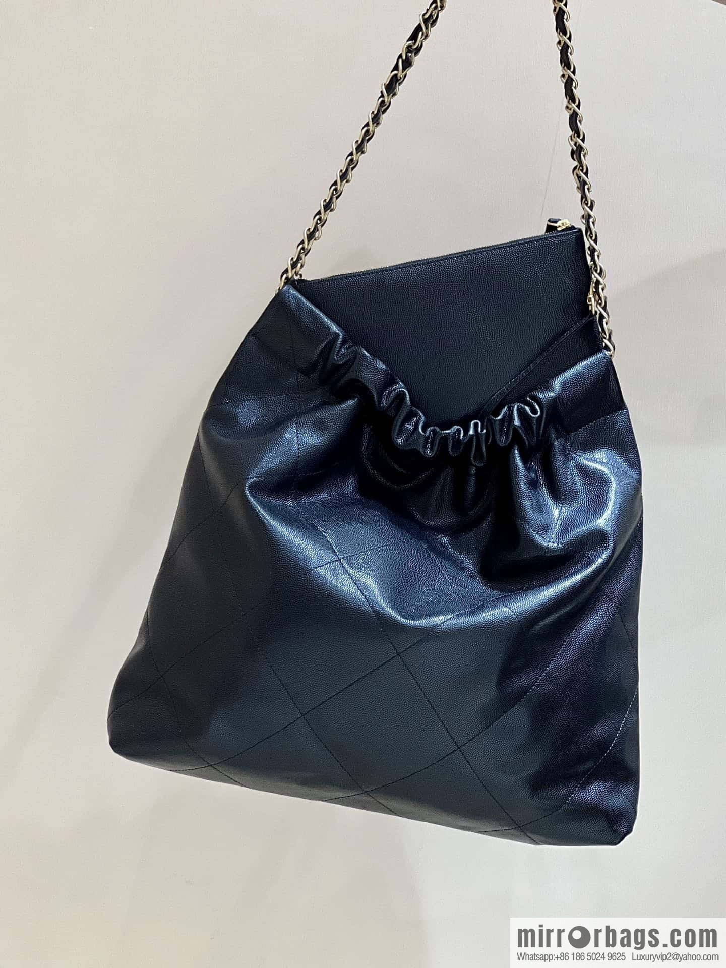 CHANEL black caviar leather with gun color hardware 23k garbage bag AS3261