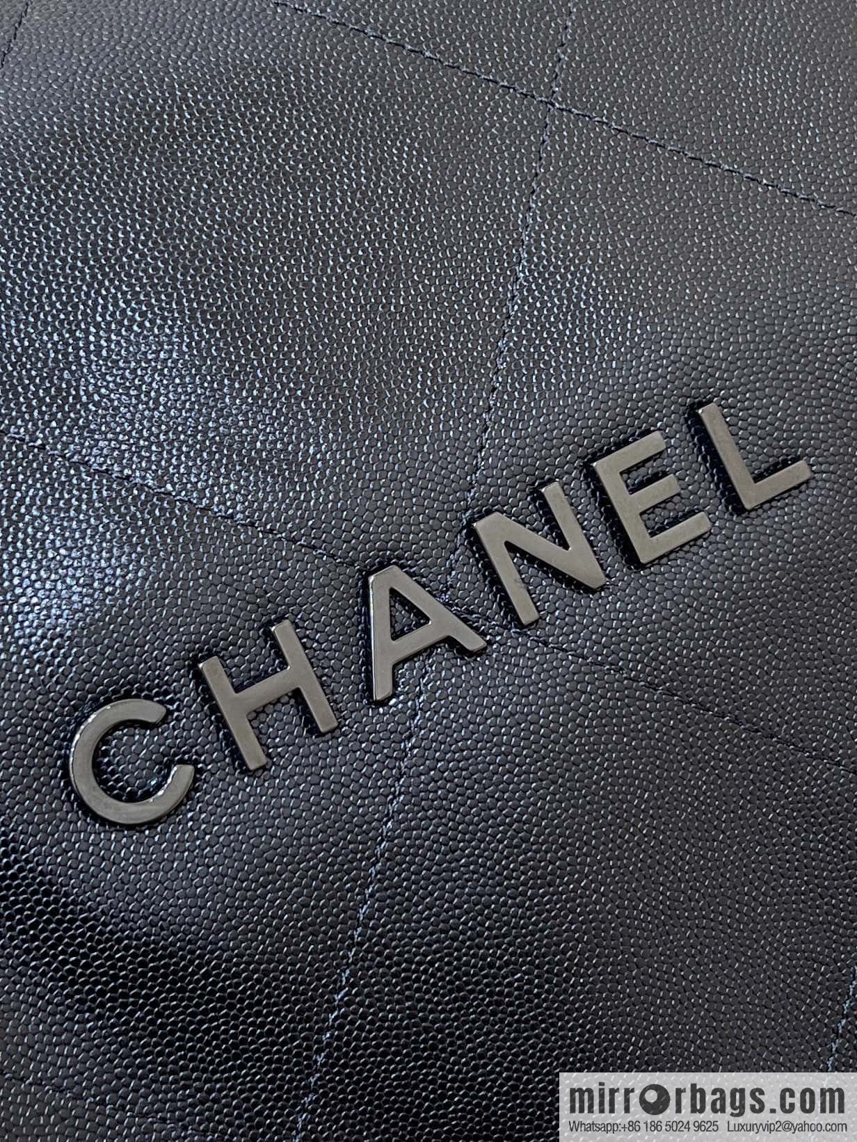 CHANEL black caviar leather with gun color hardware 23k garbage bag, small AS3260