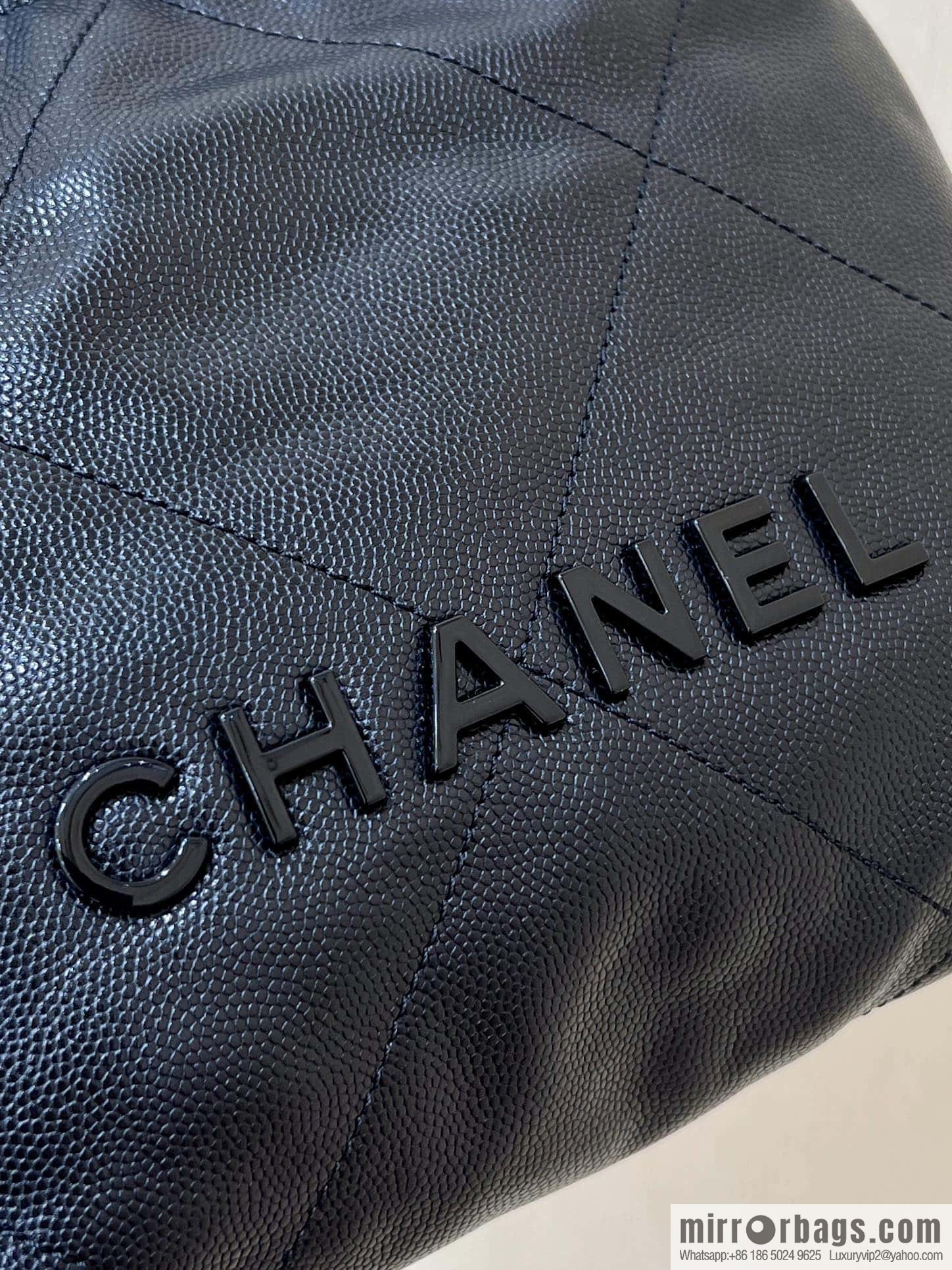 CHANEL black caviar leather with gun color hardware 23k garbage bag MiniAS3980