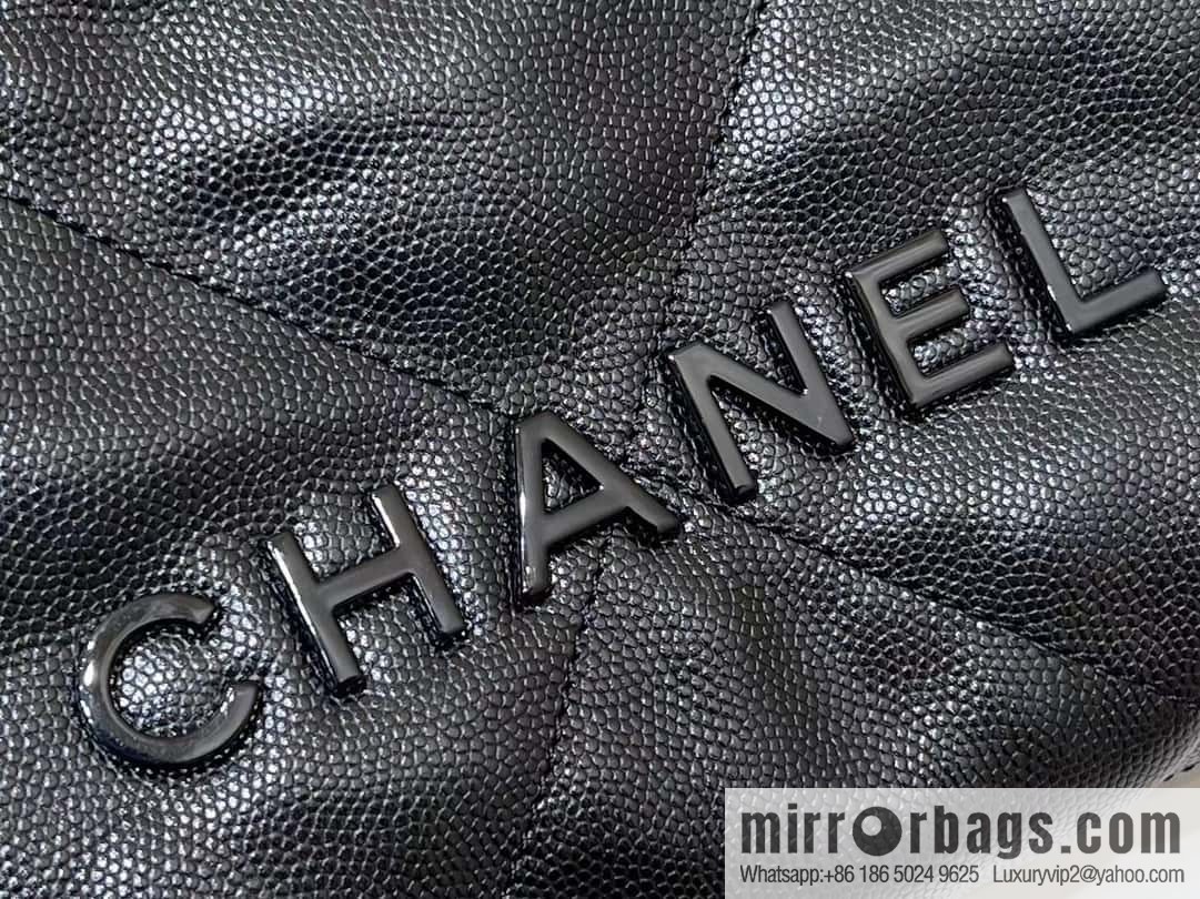 CHANEL black caviar leather with gun color hardware 23k garbage bag MiniAS3980