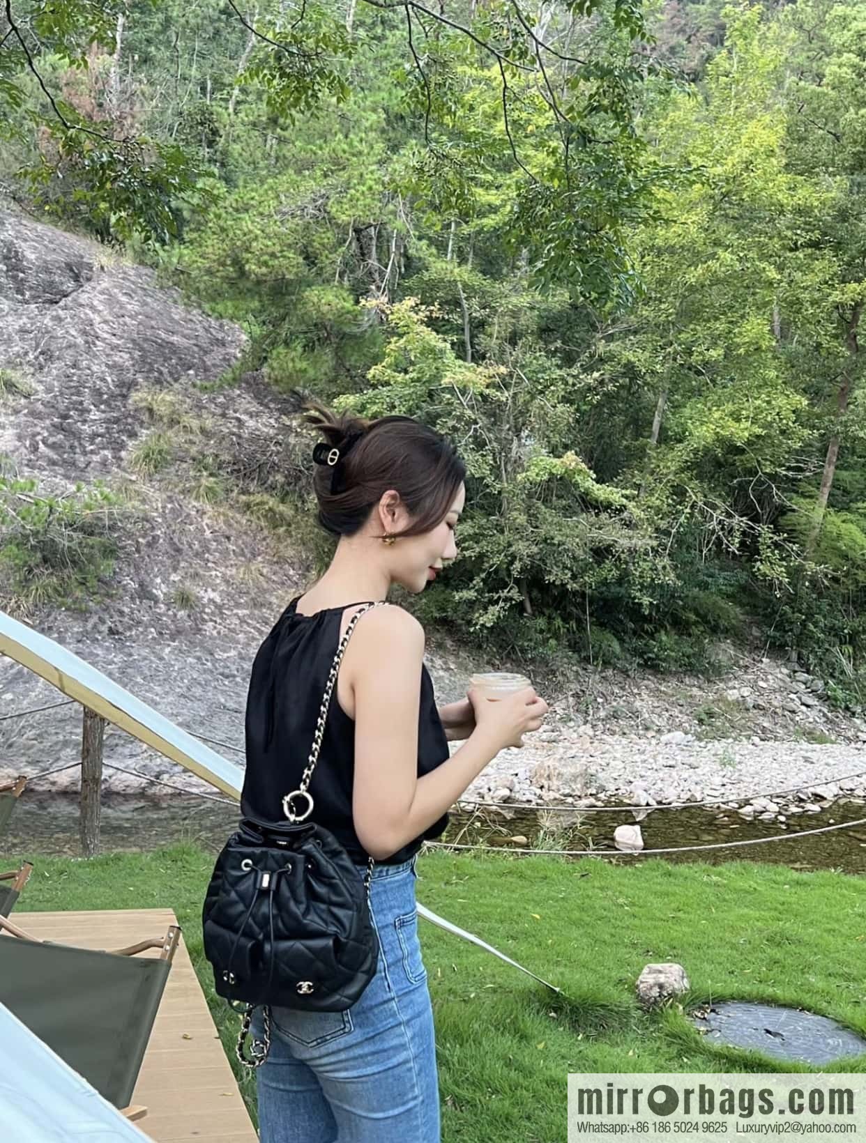 CHANEL B handmade workshop backpack AS4342 black