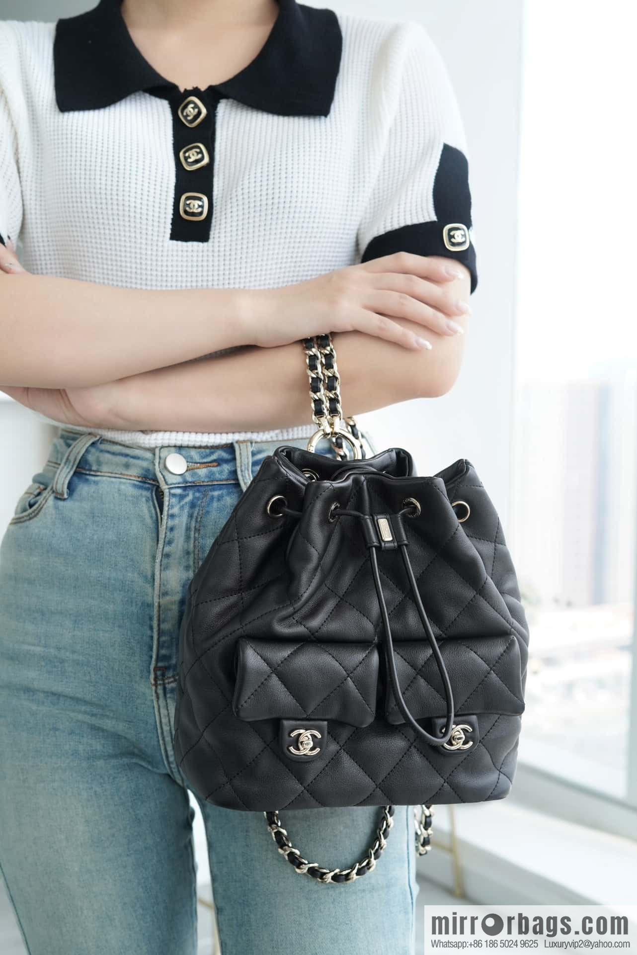 CHANEL B handmade workshop backpack AS4342 black