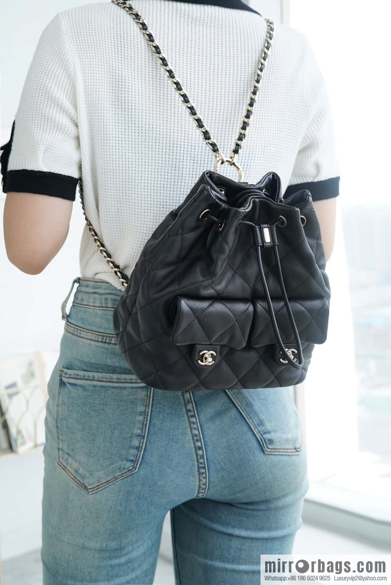CHANEL B handmade workshop backpack AS4342 black