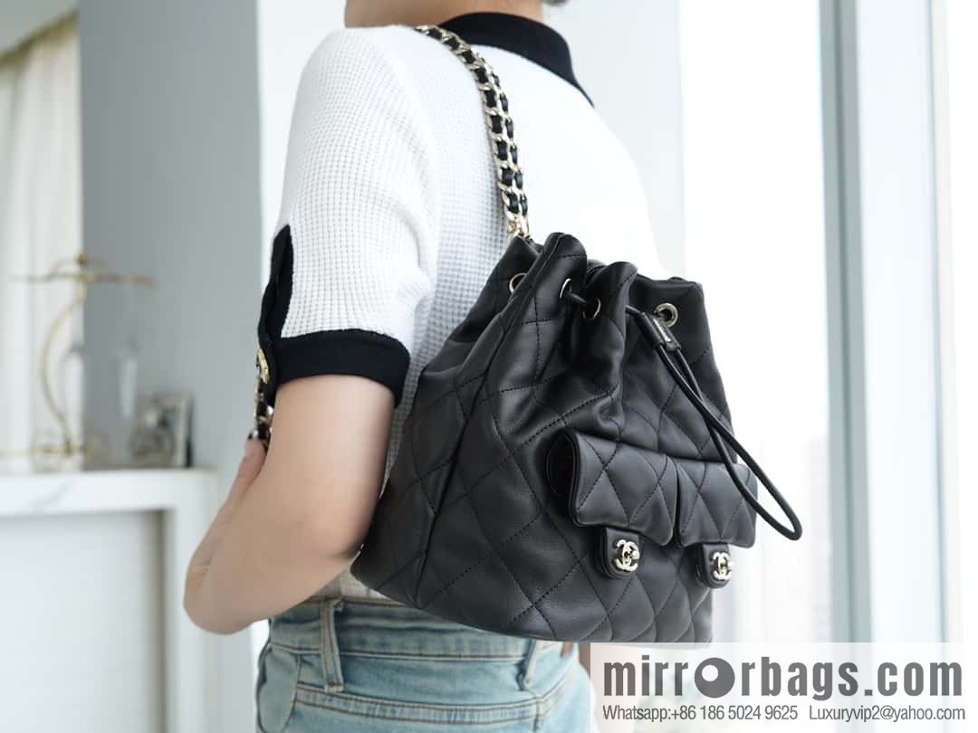 CHANEL B handmade workshop backpack AS4342 black