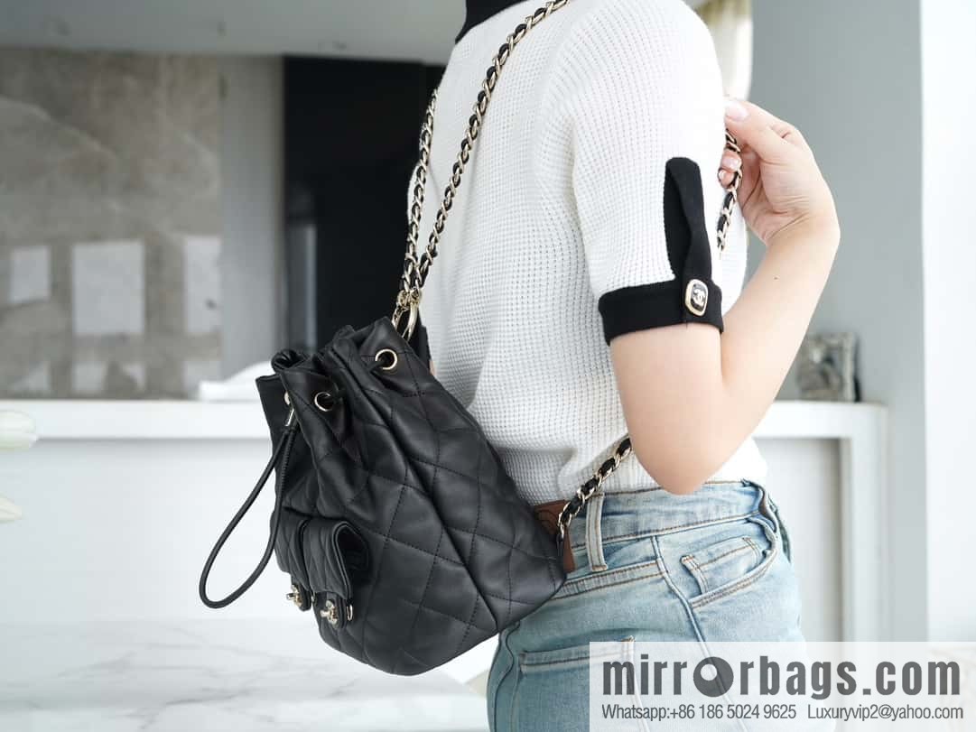 CHANEL B handmade workshop backpack AS4342 black