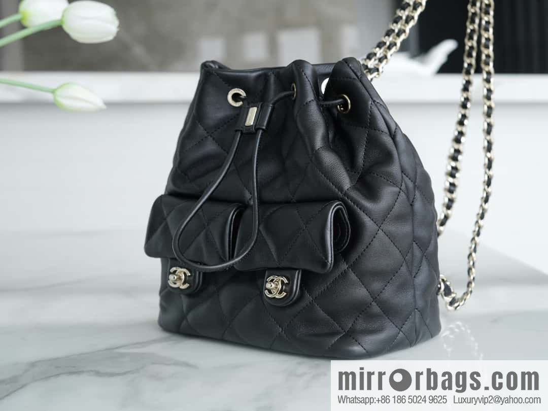 CHANEL B handmade workshop backpack AS4342 black