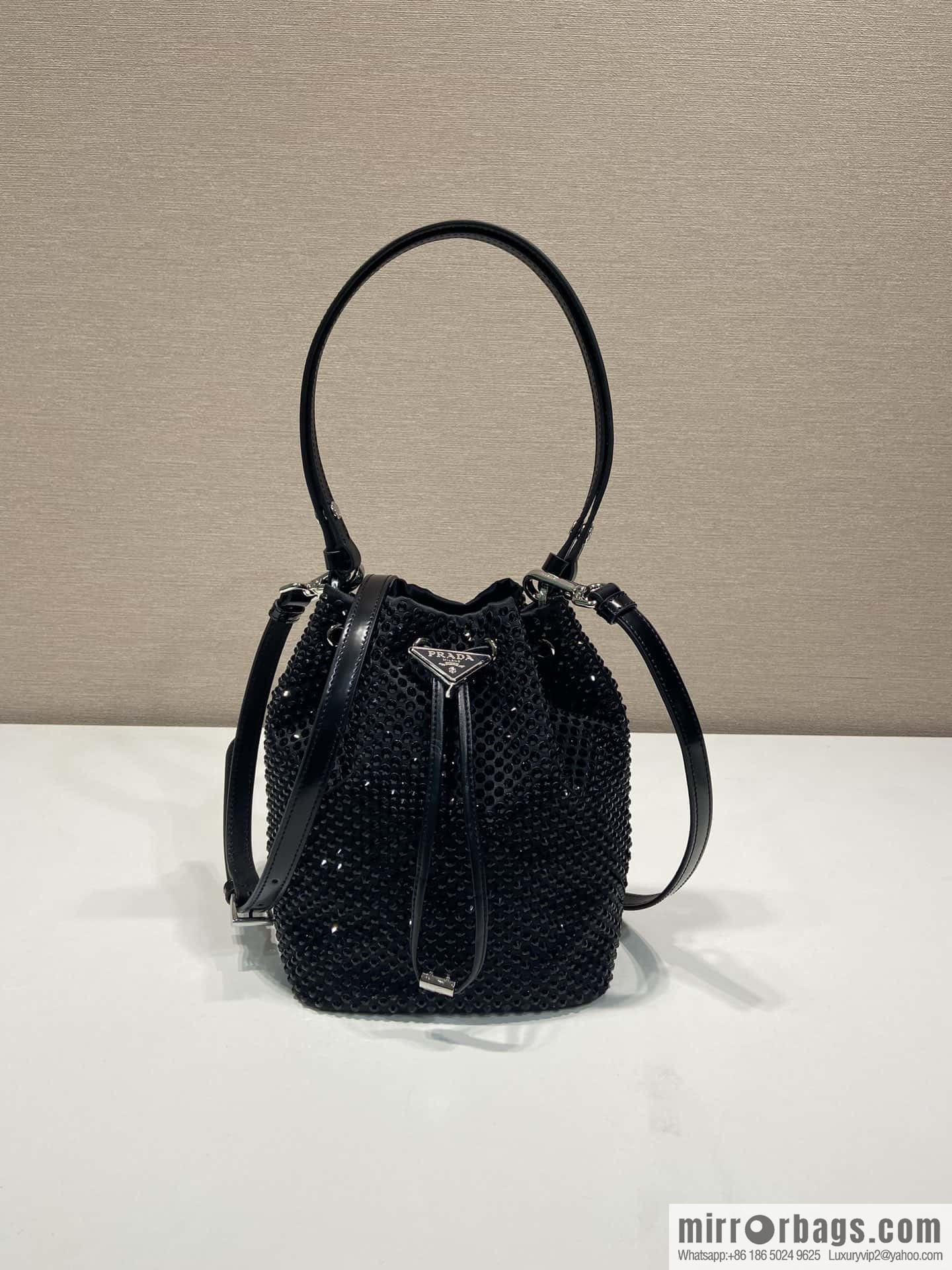 Prada crystal bucket bag 1BE067 new color