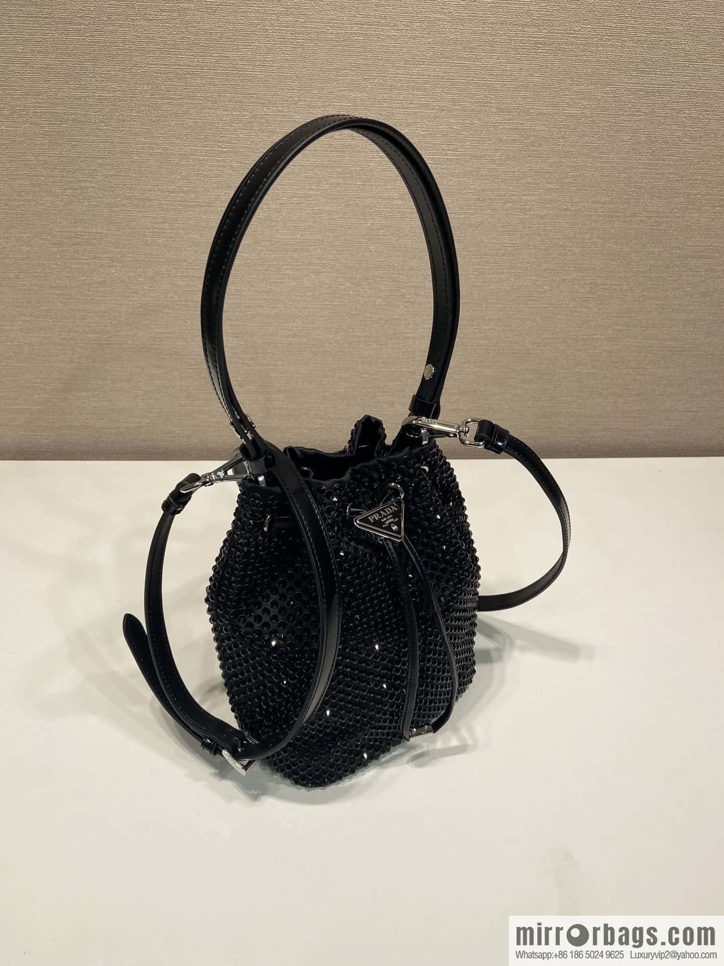 Prada crystal bucket bag 1BE067 new color