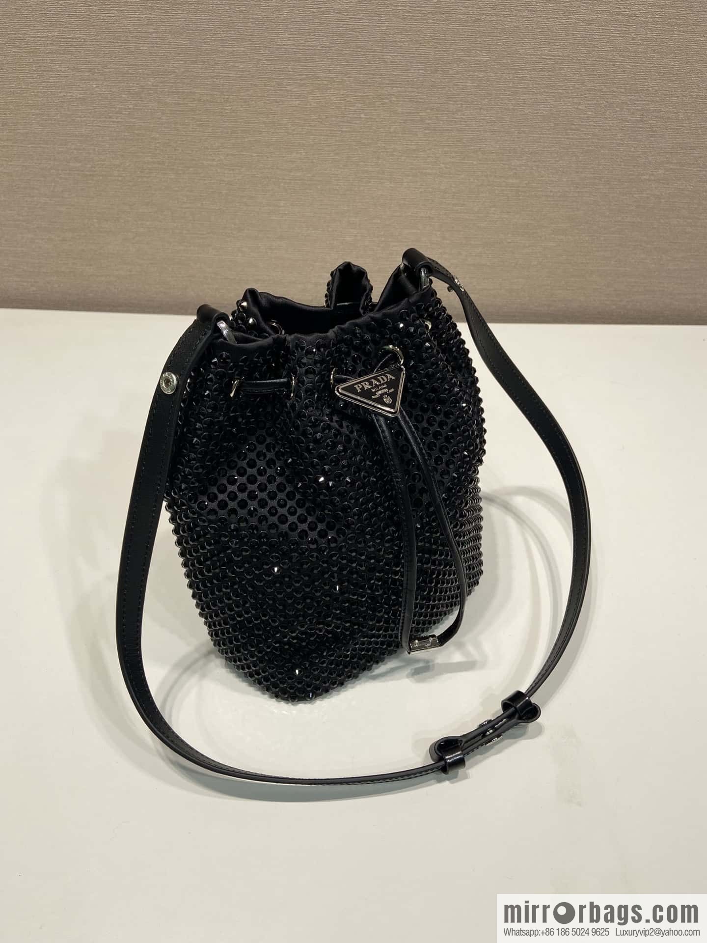 Prada crystal bucket bag 1BE067 new color