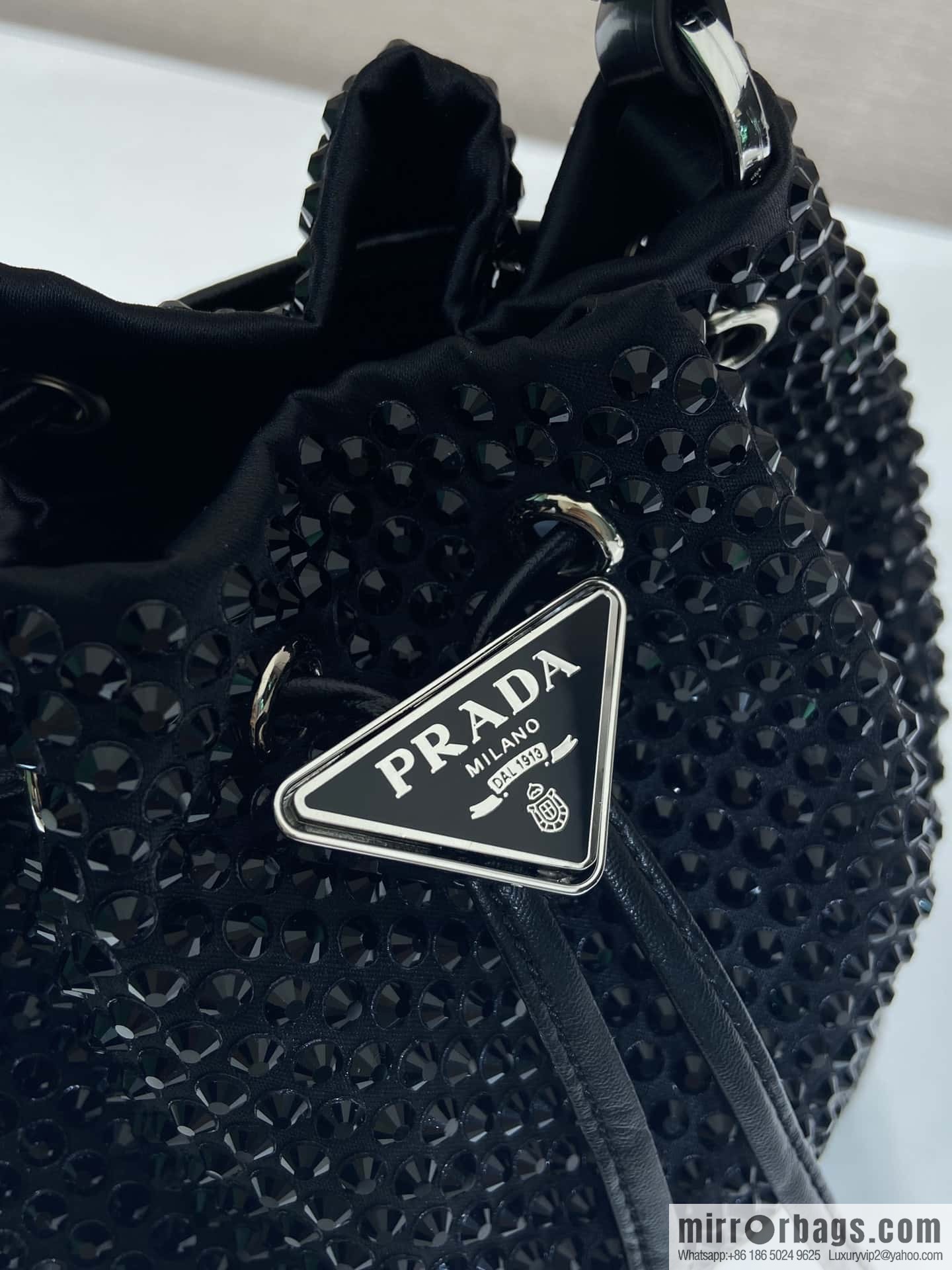 Prada crystal bucket bag 1BE067 new color