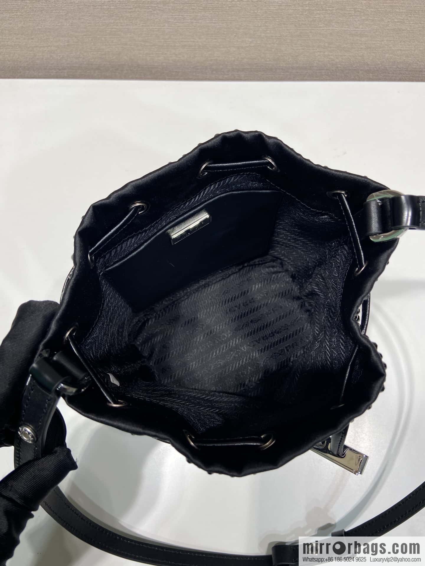 Prada crystal bucket bag 1BE067 new color