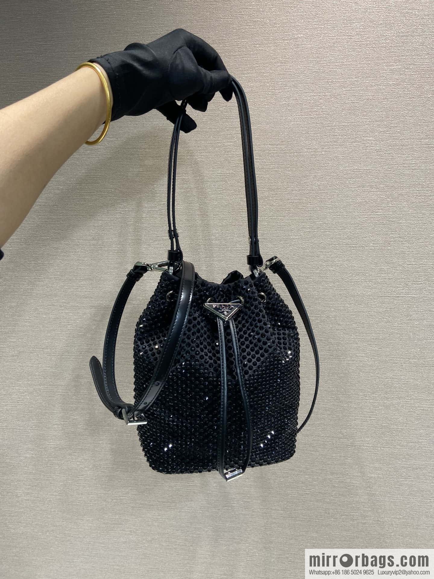 Prada crystal bucket bag 1BE067 new color