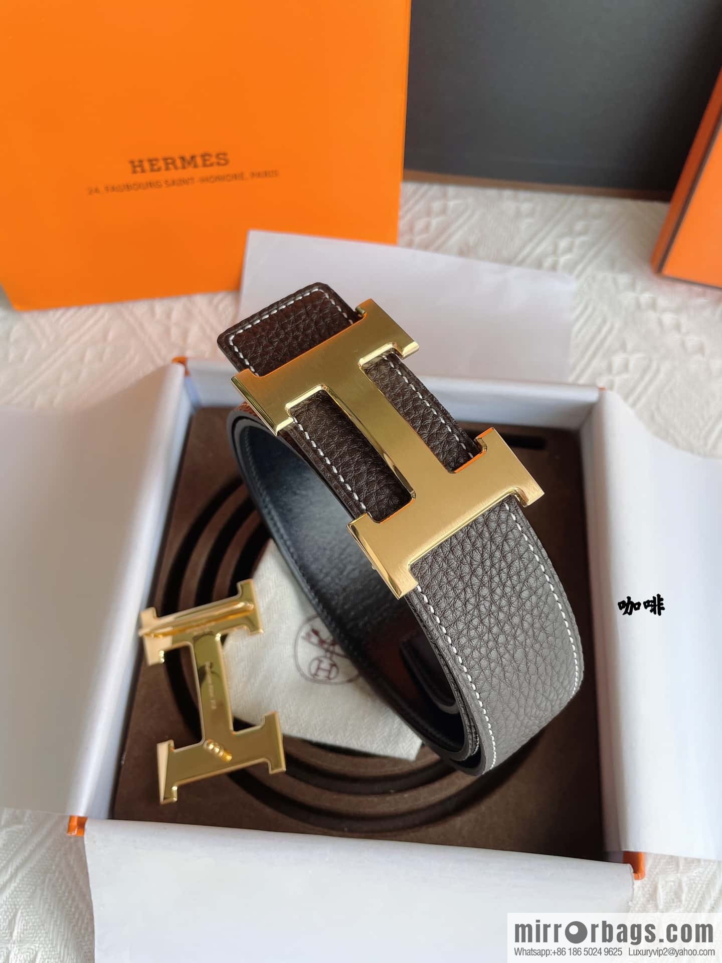 Hermès, the original double-sided version is the classic men's 38mm belt with the first layer of leather.