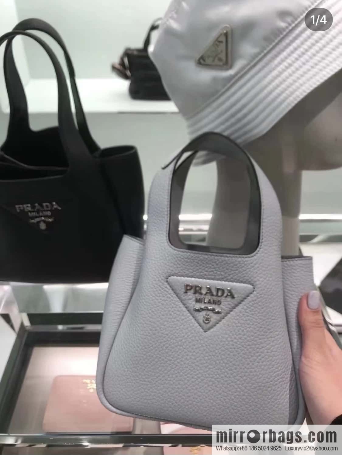 PRADA mini vegetable basket 1BA349 haze blue