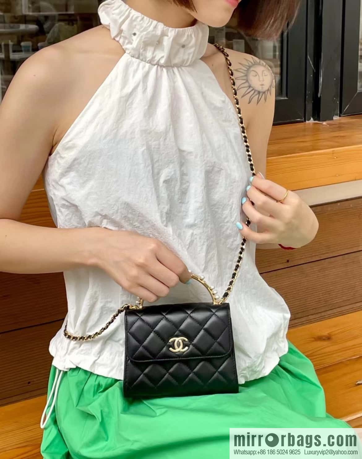 CHANEL B new autumn and winter, pearl Kelly handle chain bag AP3513