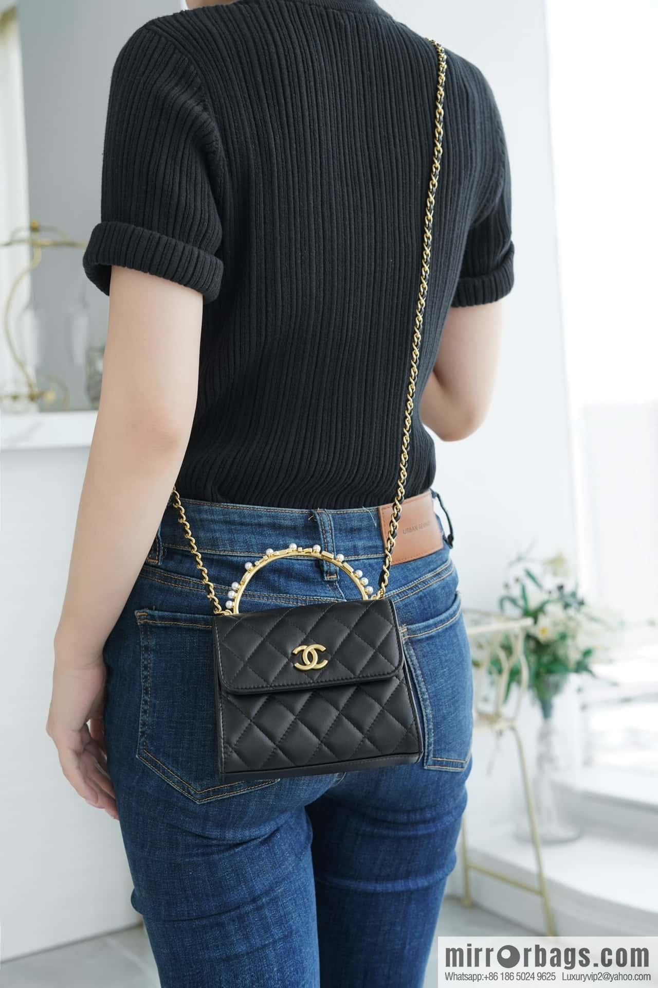 CHANEL B new autumn and winter, pearl Kelly handle chain bag AP3513
