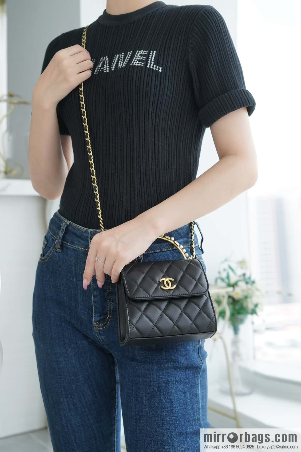 CHANEL B new autumn and winter, pearl Kelly handle chain bag AP3513