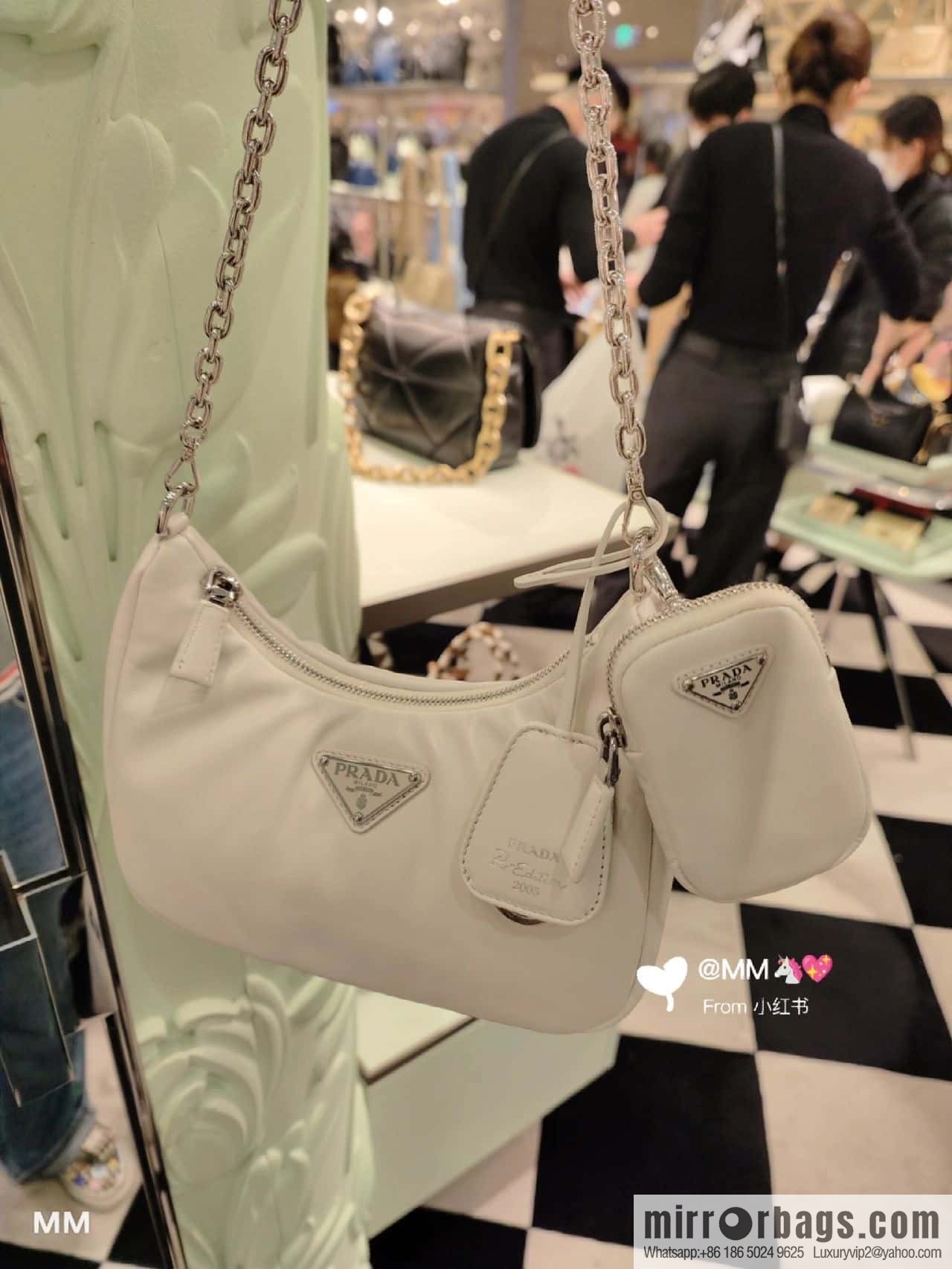 PRADA small sheepskin 3-in-1 🎉 1BH204 white