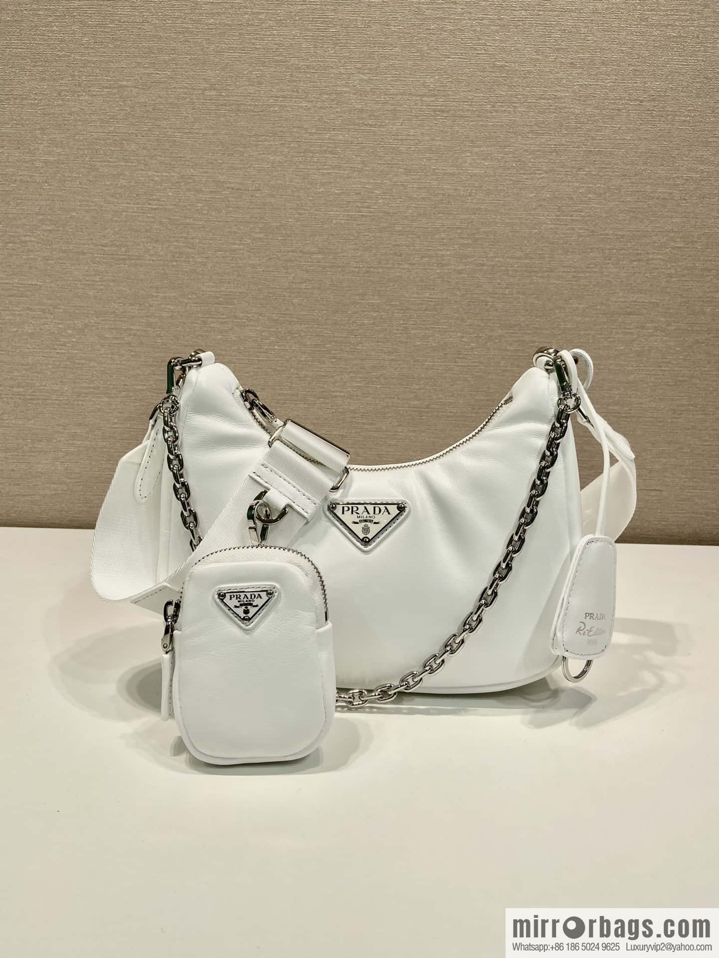 PRADA small sheepskin 3-in-1 🎉 1BH204 white