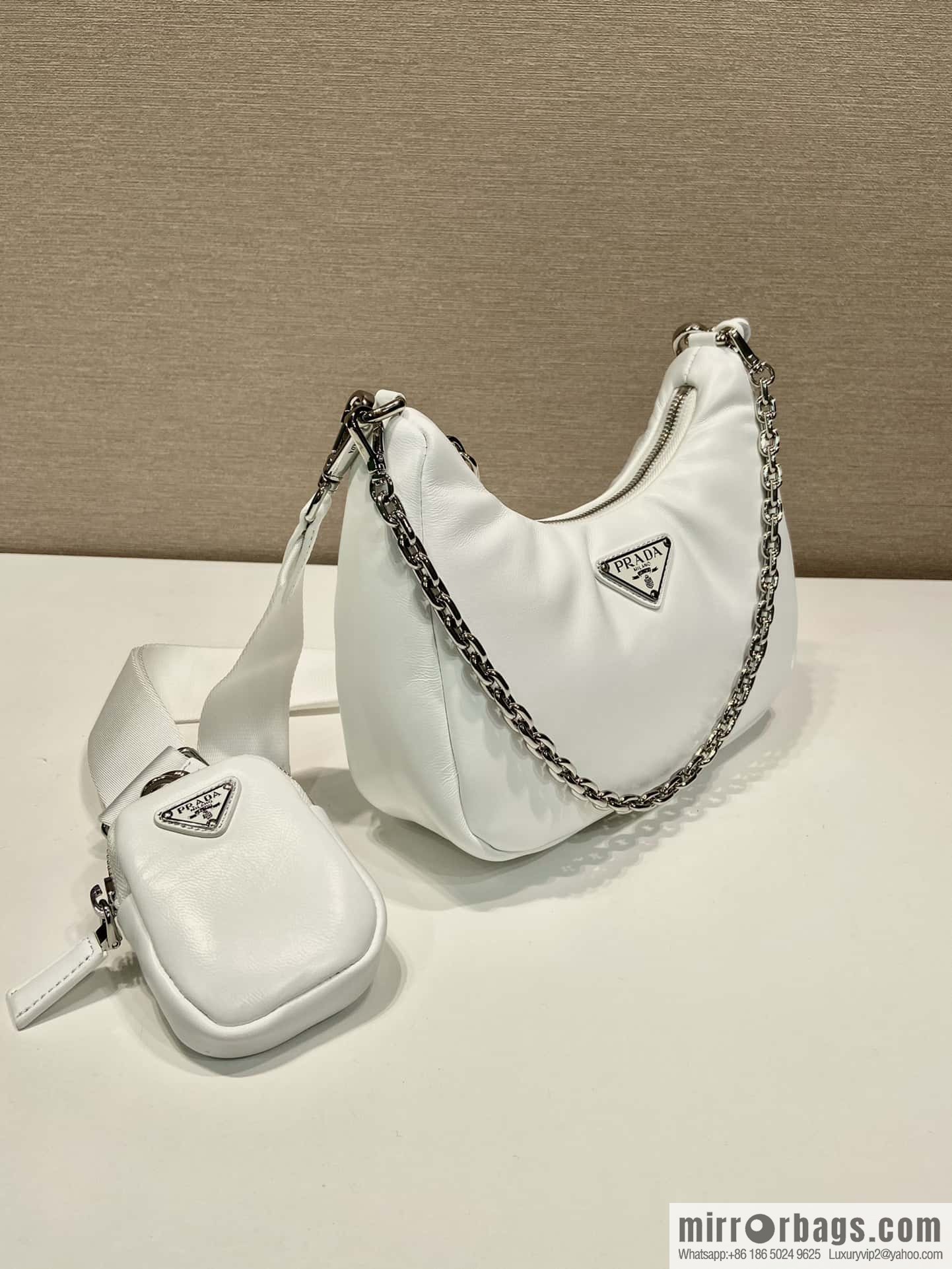 PRADA small sheepskin 3-in-1 🎉 1BH204 white