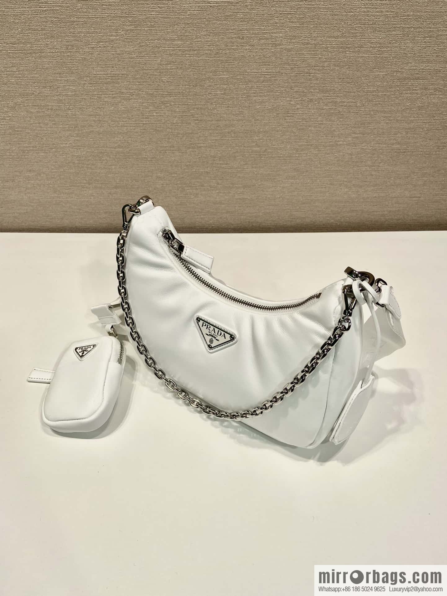 PRADA small sheepskin 3-in-1 🎉 1BH204 white