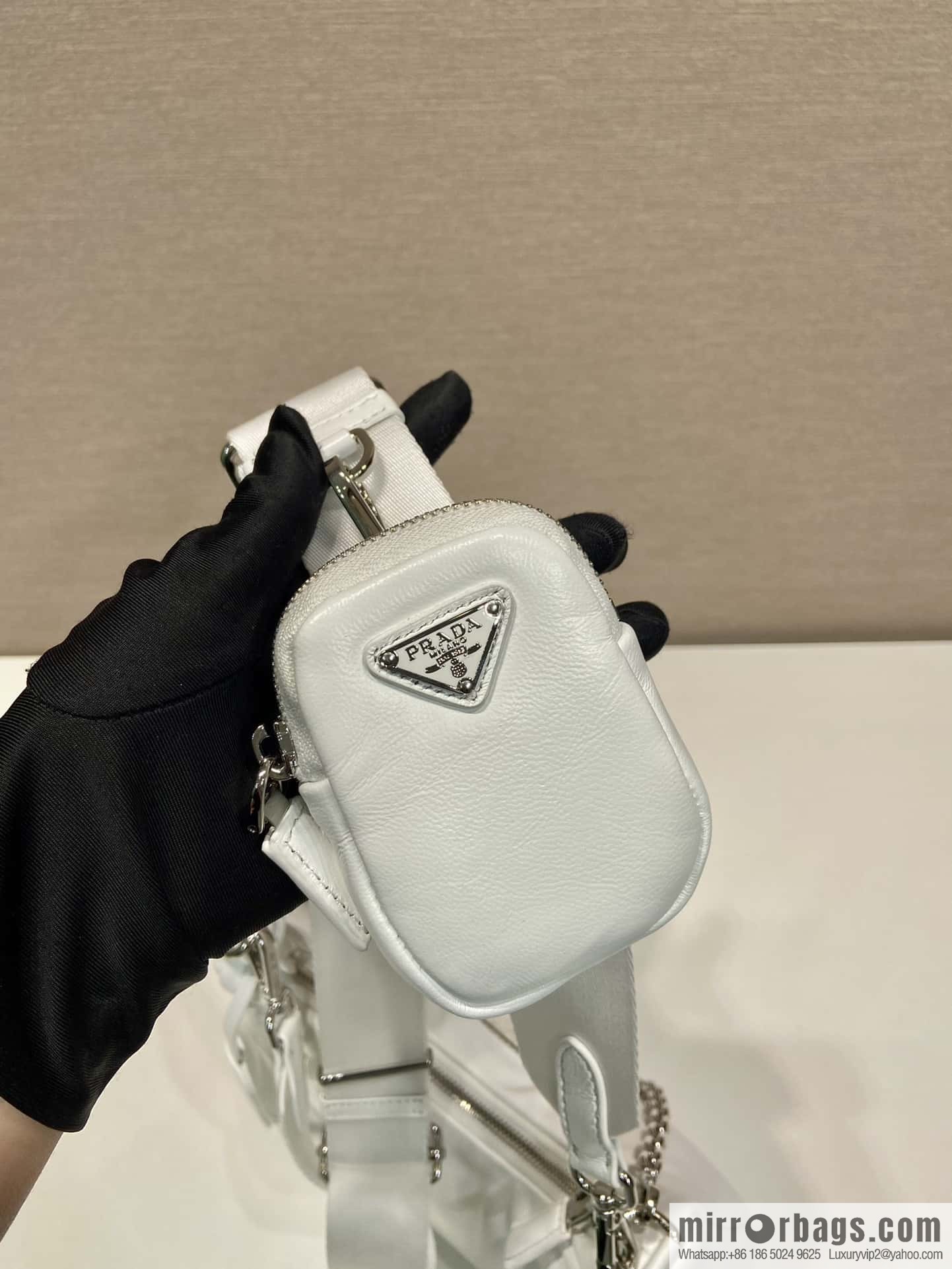 PRADA small sheepskin 3-in-1 🎉 1BH204 white