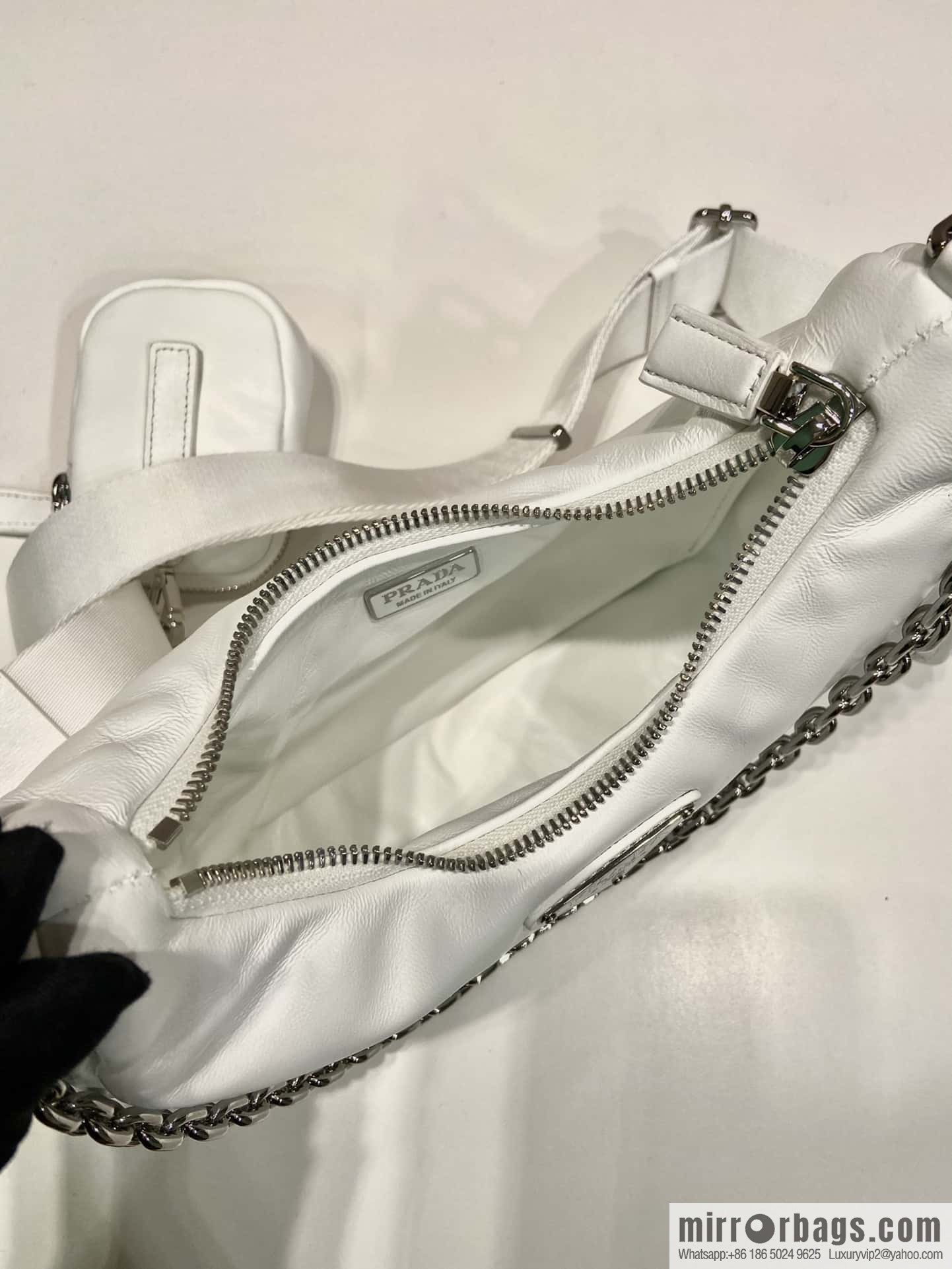 PRADA small sheepskin 3-in-1 🎉 1BH204 white